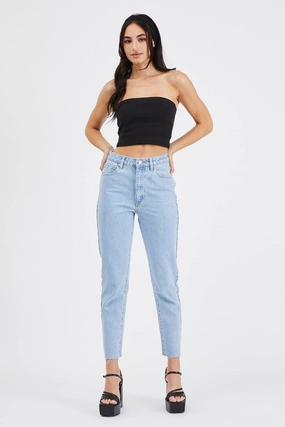 Neutral Fit Barrel Waist 94 High Slim Walk Away Pale Blue Denim Jean