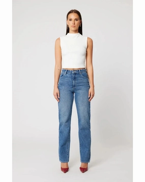 94 Straight Kim Mid Blue Jean Smart Casual Durable Stitching