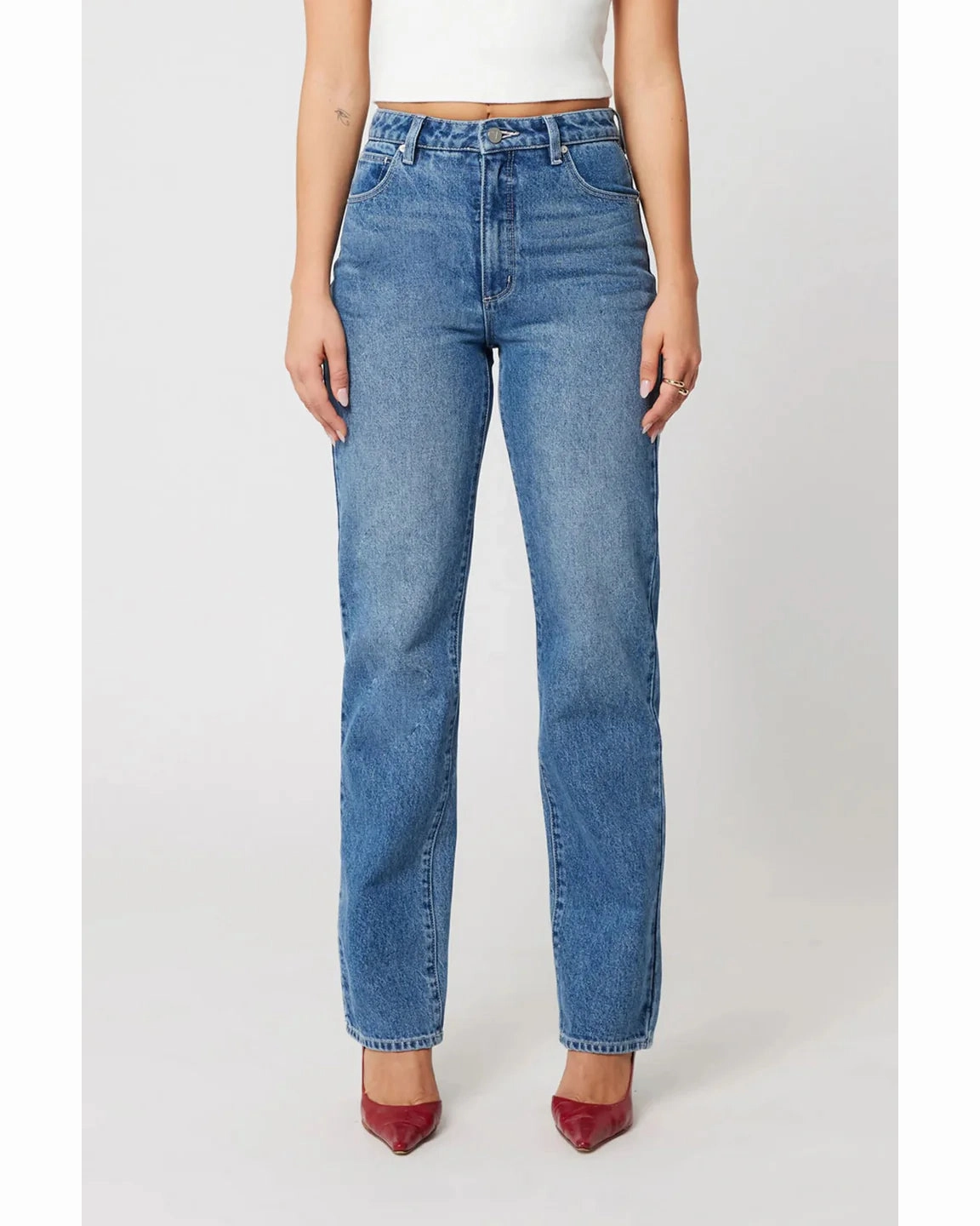 LowProfileWaistband OrganicCottonBlend 94 Straight Kim Mid Blue Jean