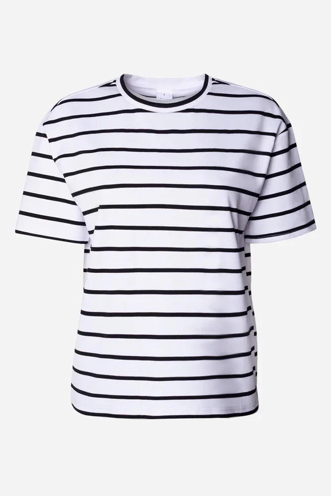 Short Sleeve Oversized Stripe T-Shirt Black LayeredStyling