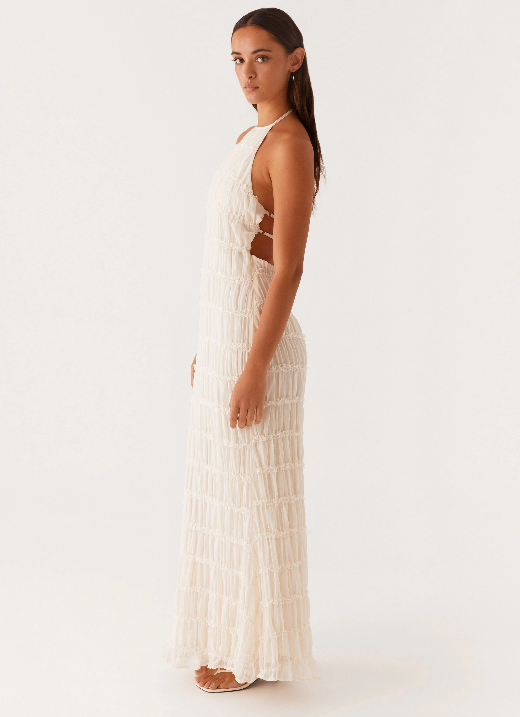 Aullie Maxi Dress - Ivory Style Option Bow-Detail