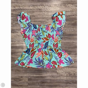 Comfy Casual Fashionable Fit Top Short Sleeve By Emily Wonder In Blue, Size: 2x