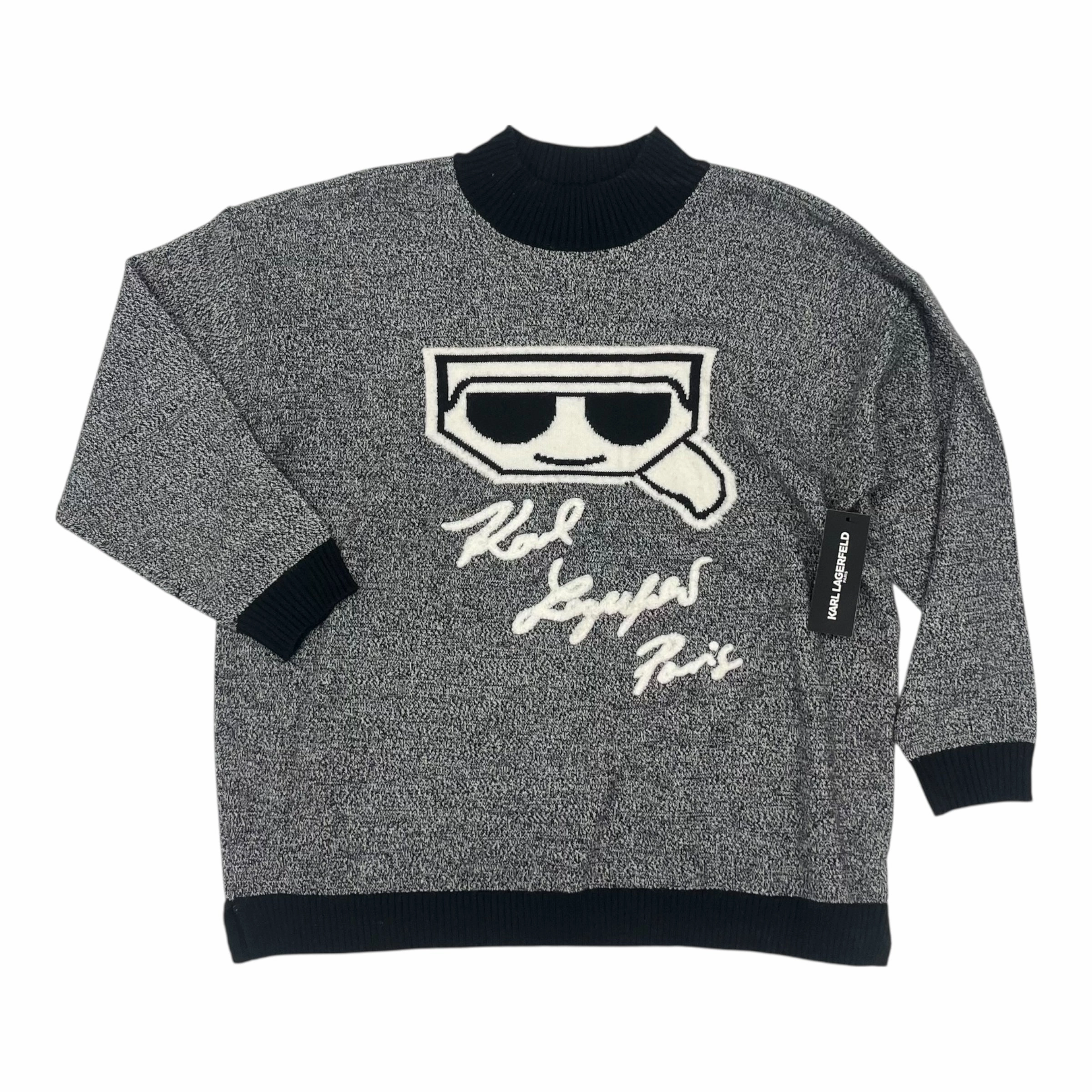 Sweater Designer By Karl Lagerfeld In Grey, Size:Xl Quick drying material Classic Knit Design