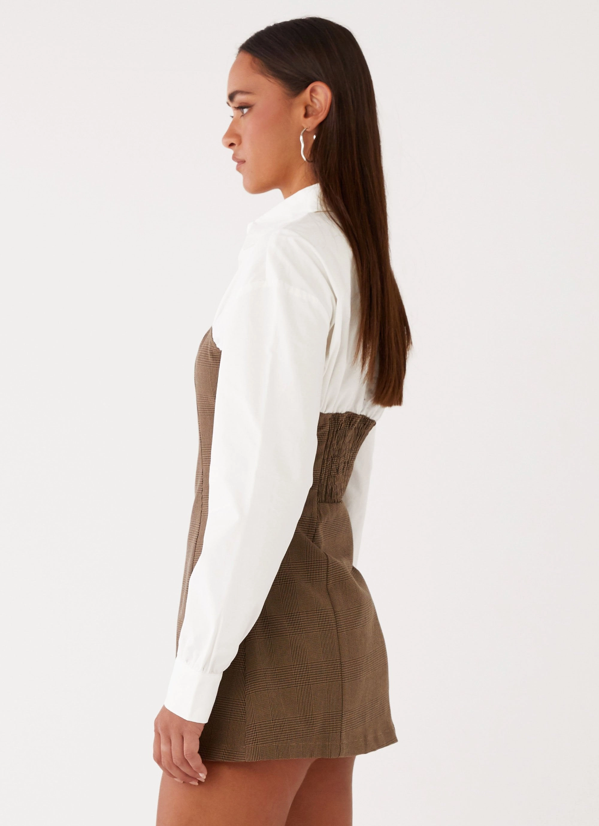 Adelaide Shirt Mini Dress - Brown Casual and Smart Layering Fit