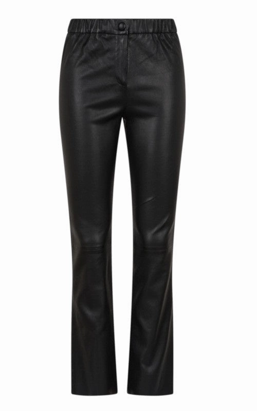 Flexible Knee Panels Oakwood Free Leather Trousers in Black