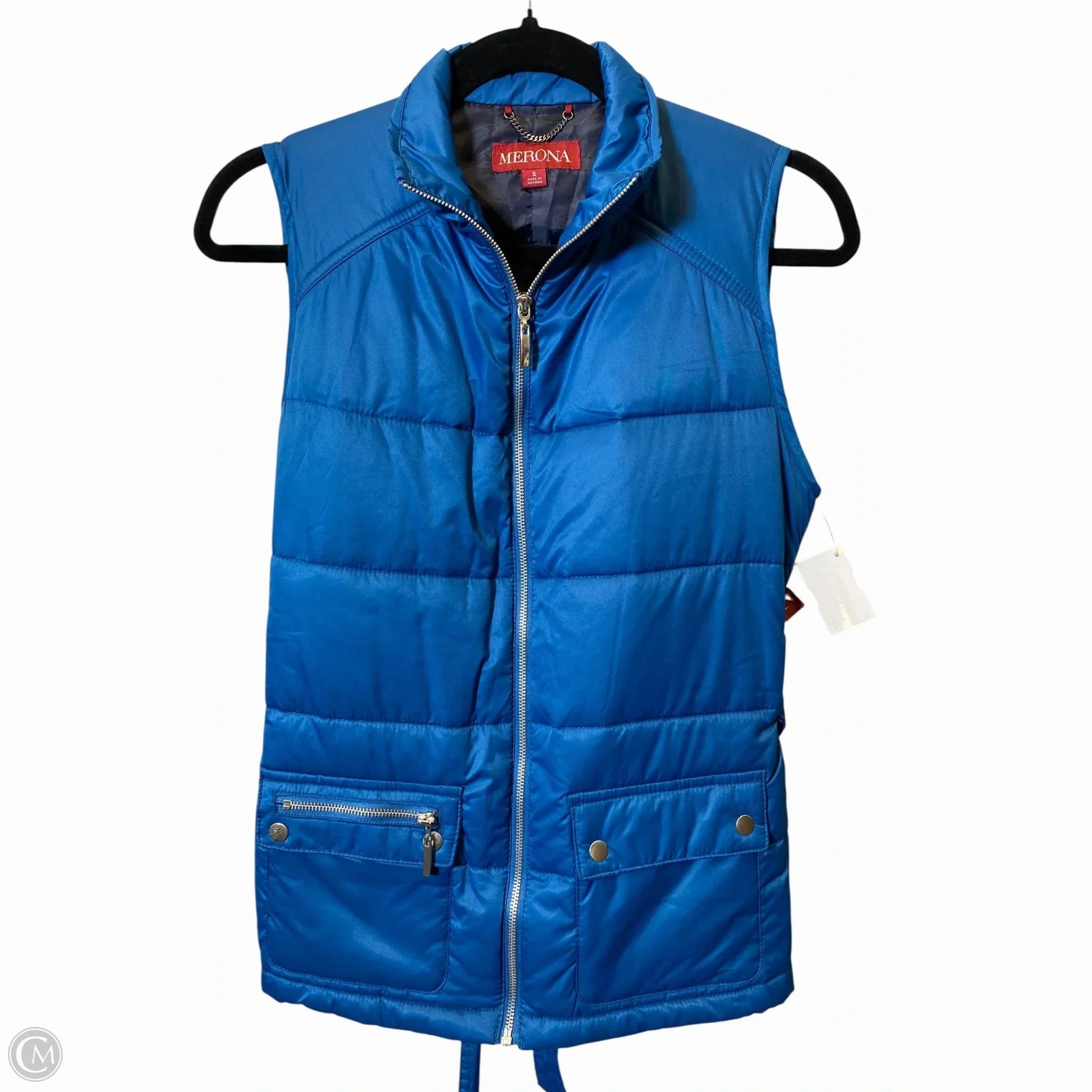 Outdoor Adventure Wear RubberizedButtonClosures Vest Puffer & Quilted By Merona In Blue, Size: S