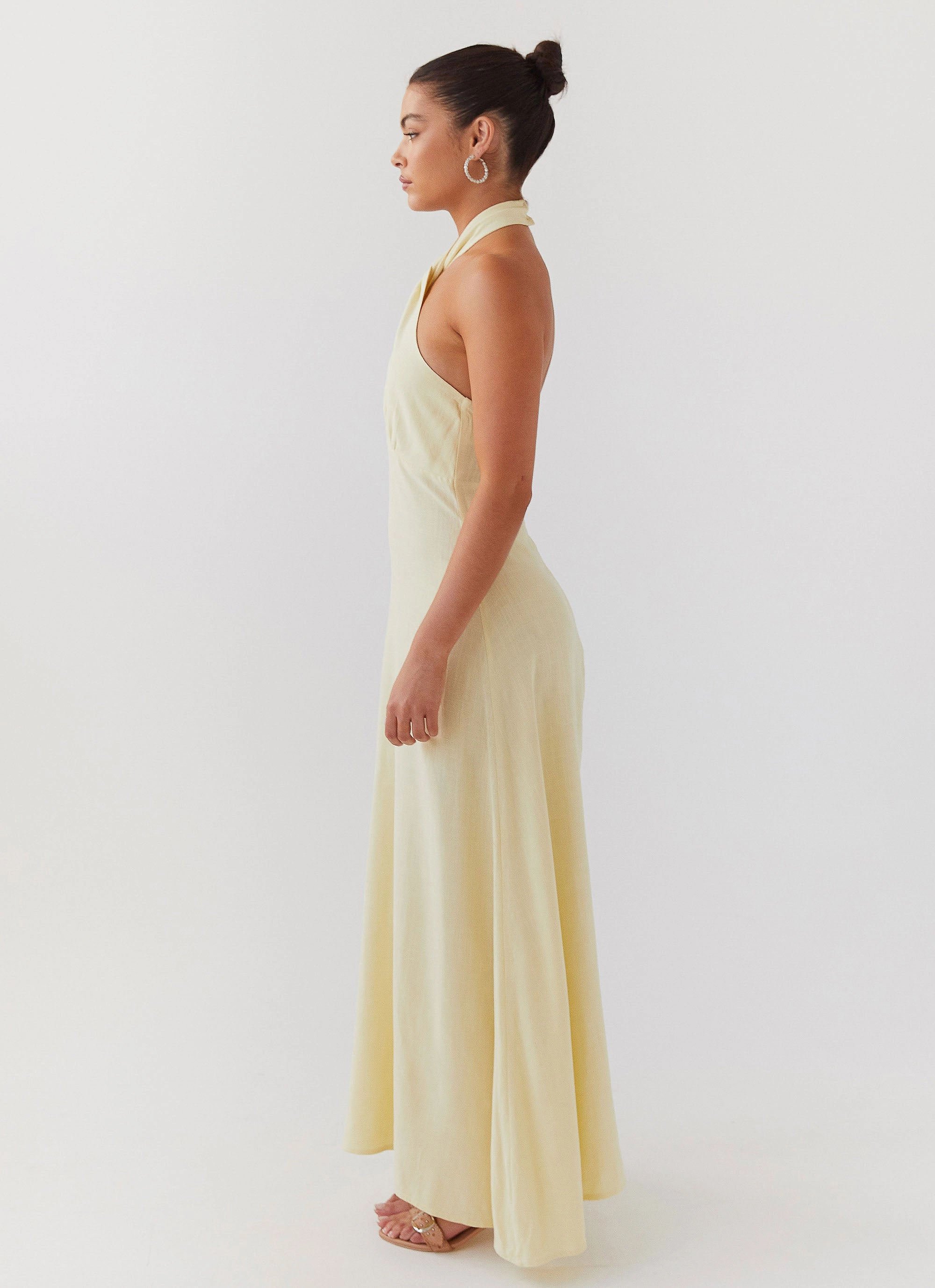 All Moments Lounge Mood Adrienne Linen Maxi Dress - Lemon
