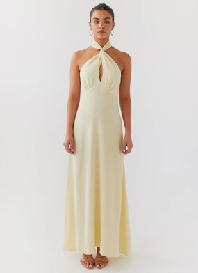 Tailored Wear Daily Ready Adrienne Linen Maxi Dress - Lemon