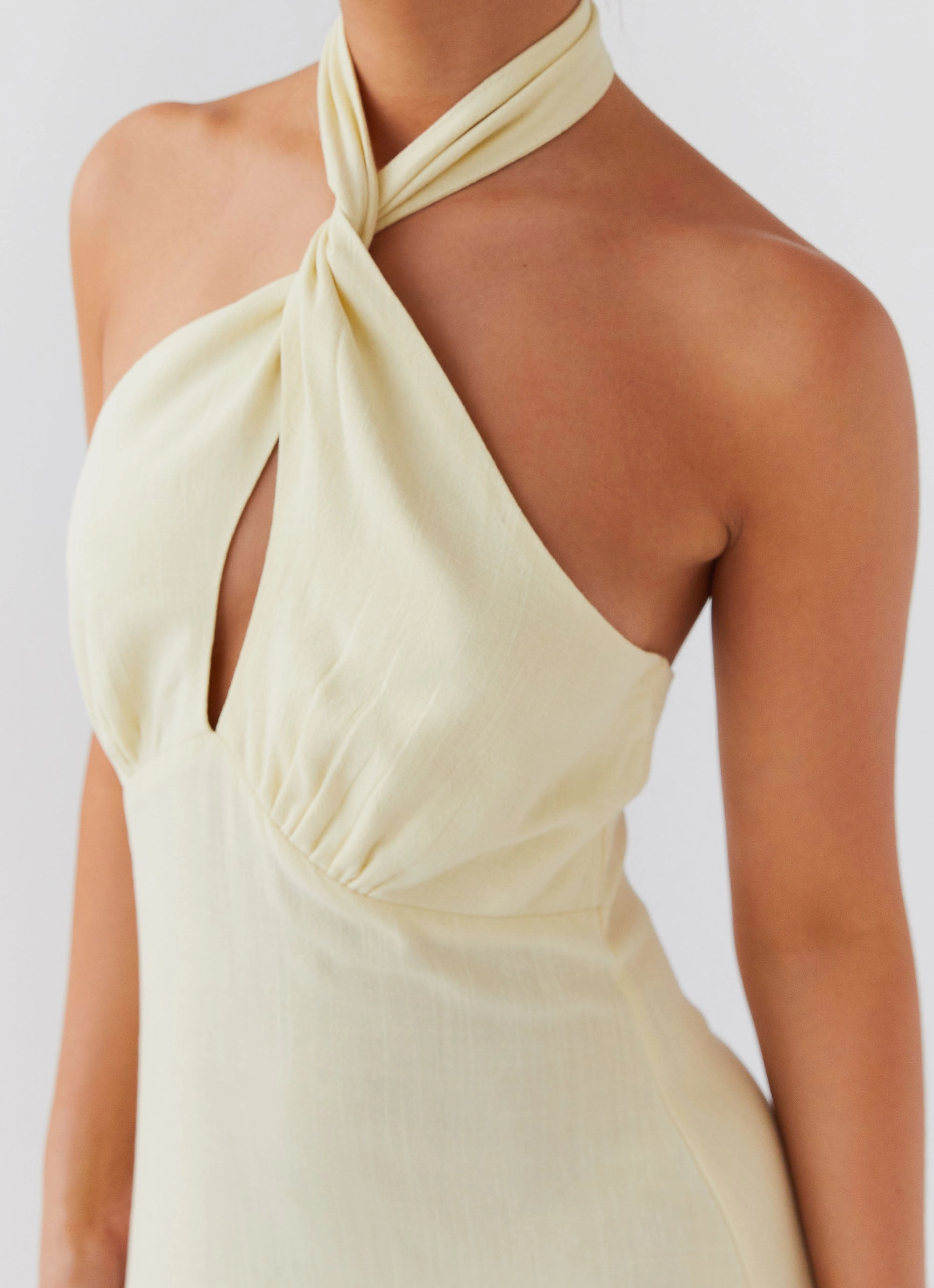 Bride Friend Adrienne Linen Maxi Dress - Lemon