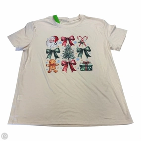 Relaxed Waistband Top Short Sleeve Basic By Clothes Mentor In Cream, Size: Xxl