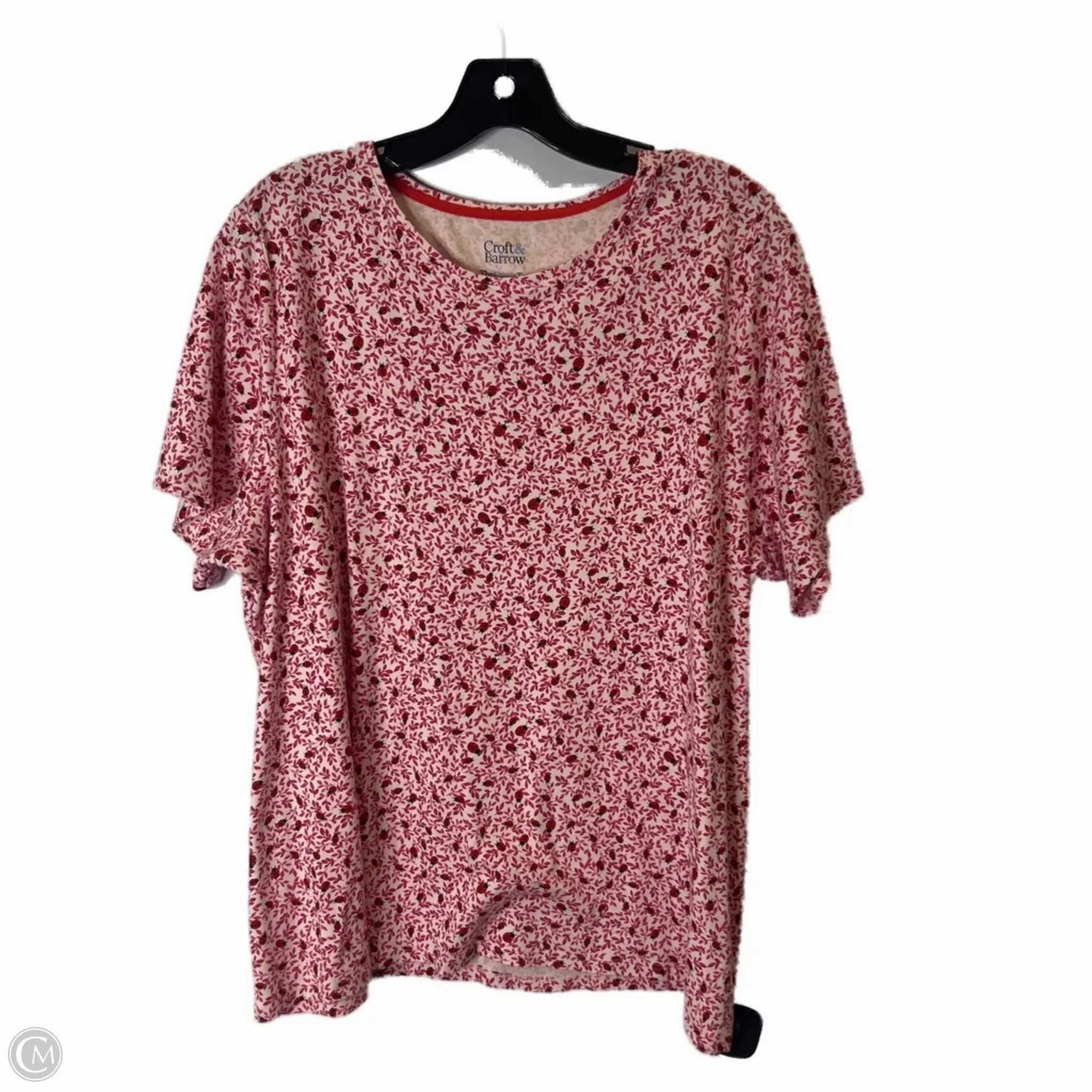 Top Short Sleeve Basic By Croft And Barrow In Pink & Red, Size: 1x Travel Ready