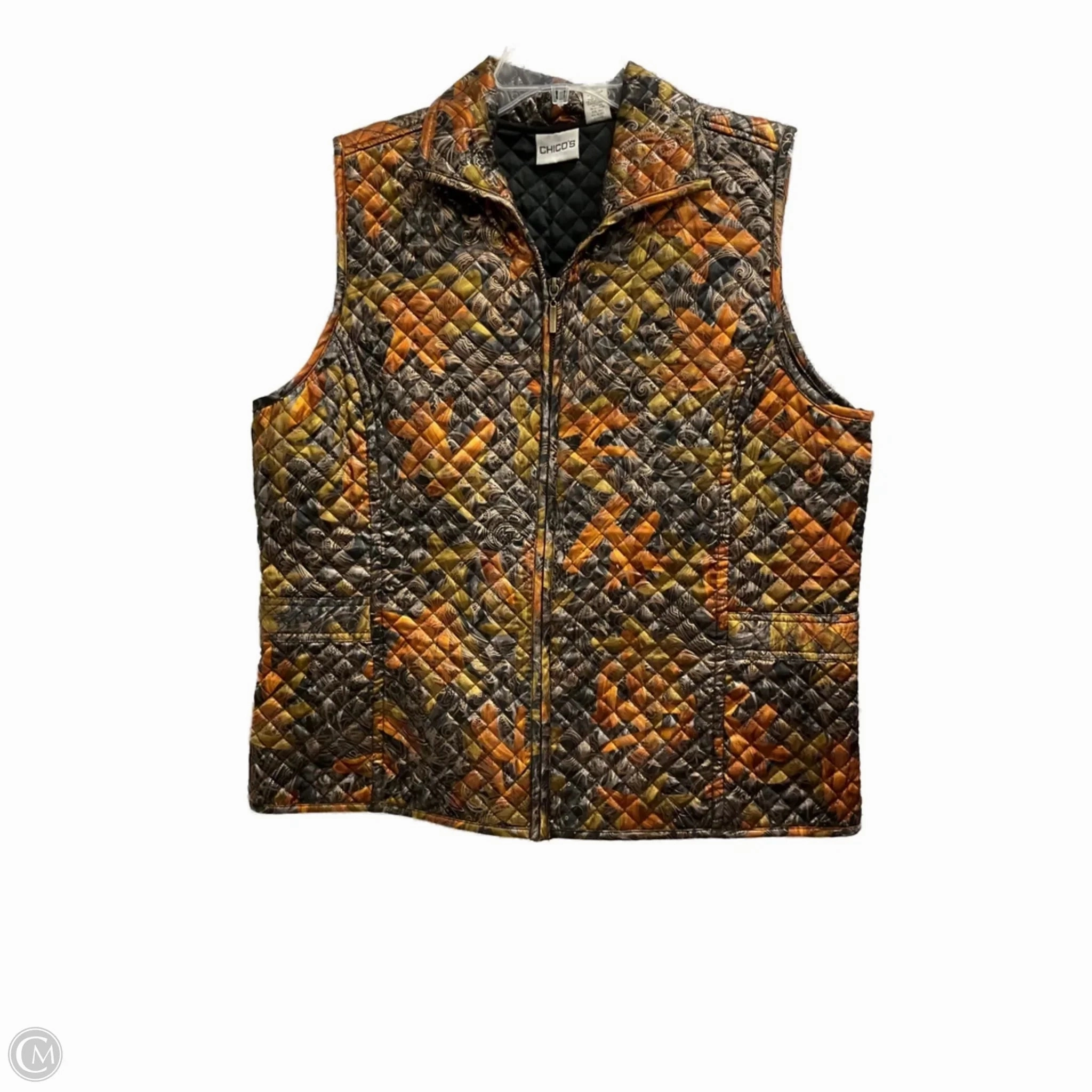 Anti Pilling Surface Vest Puffer & Quilted By Chicos In Floral Print, Size: 2