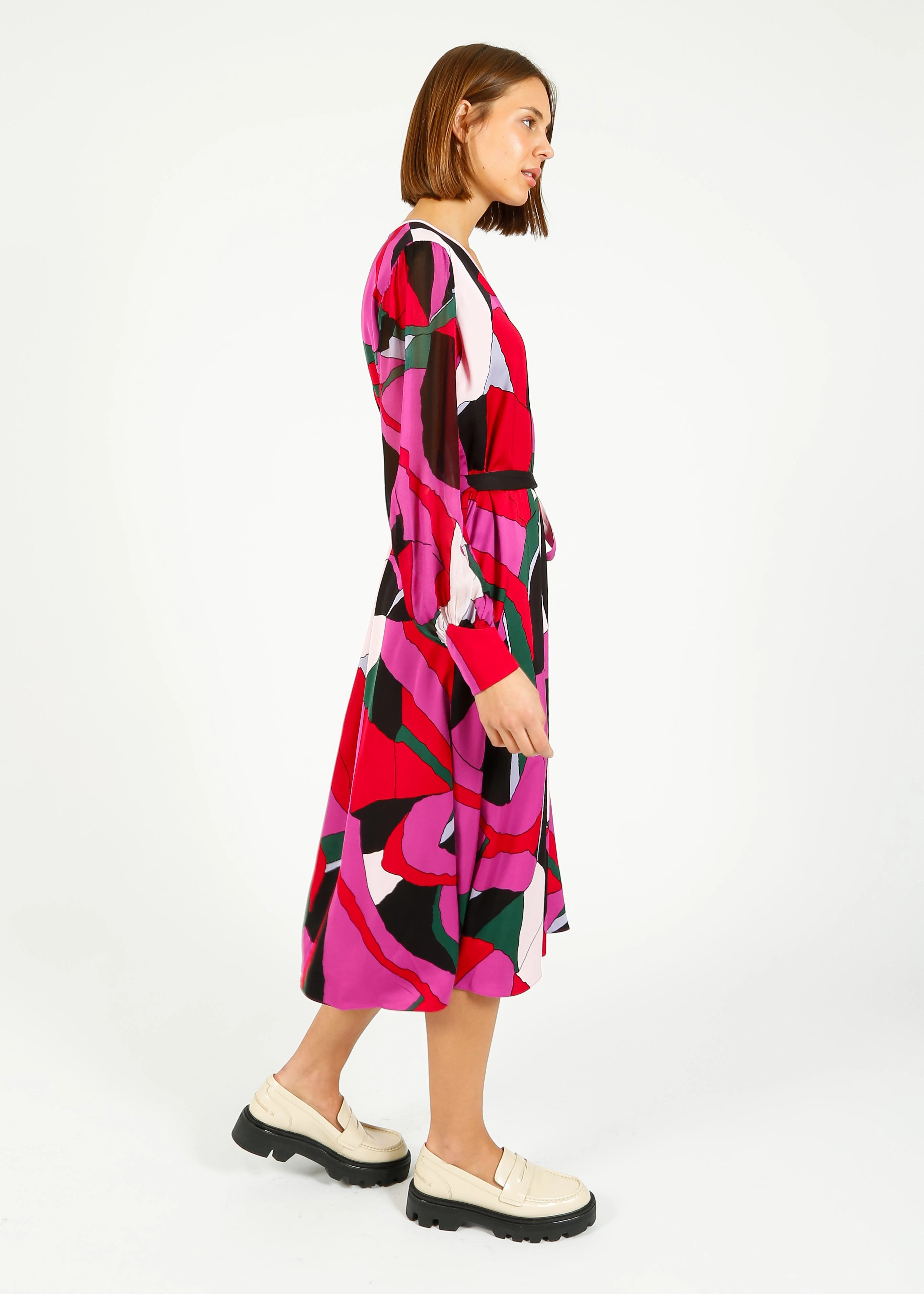 Elegant holiday wear DVF Abel Dress in Tendu Huge