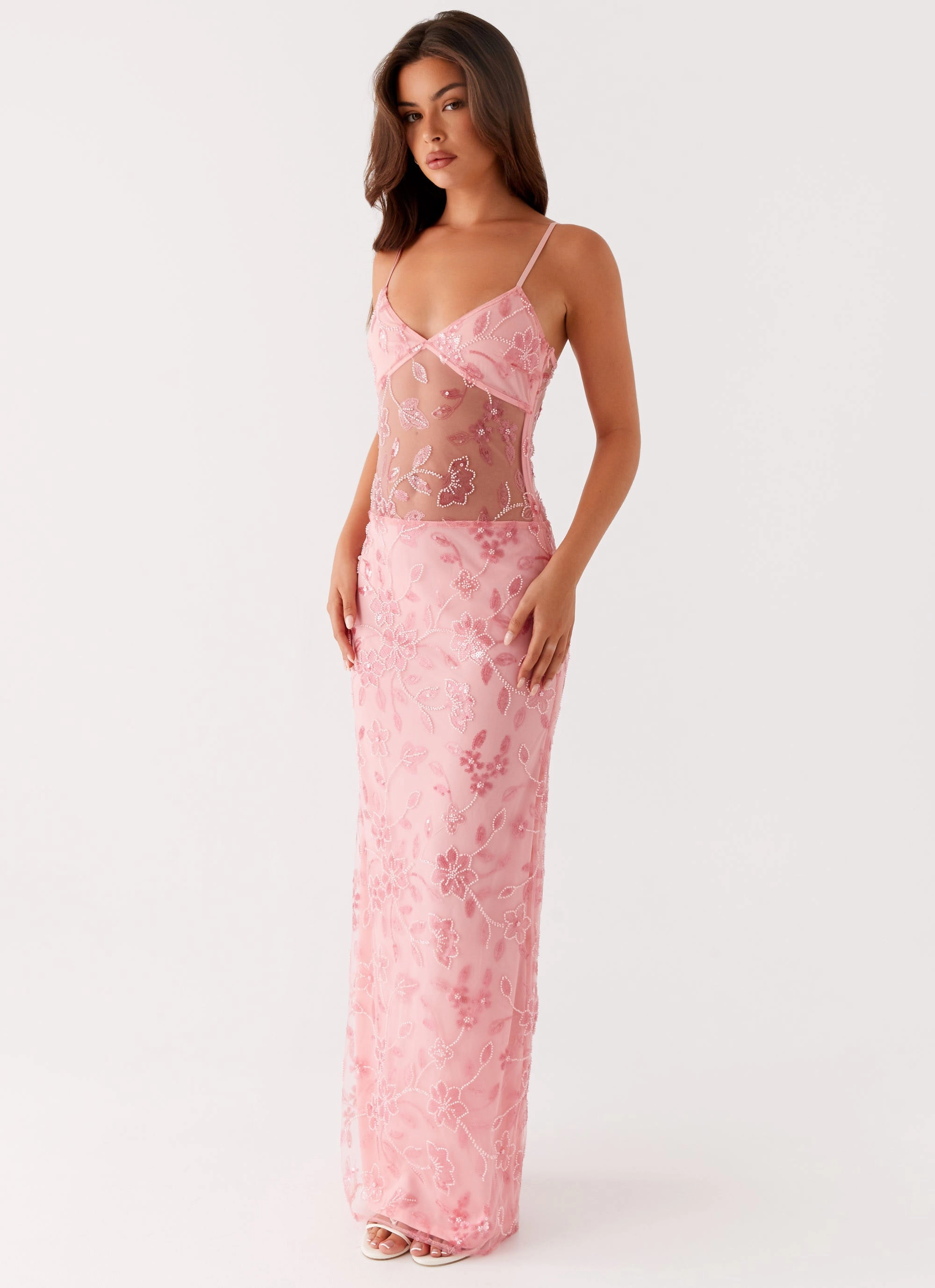 Soft Appearance Akira Beaded Maxi Dress - Pink Orange