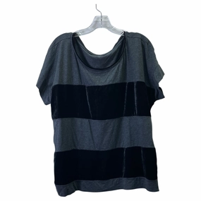 Eco Friendly Dyes Structured silhouette Top Ss By Loft In Black & Grey, Size:1X