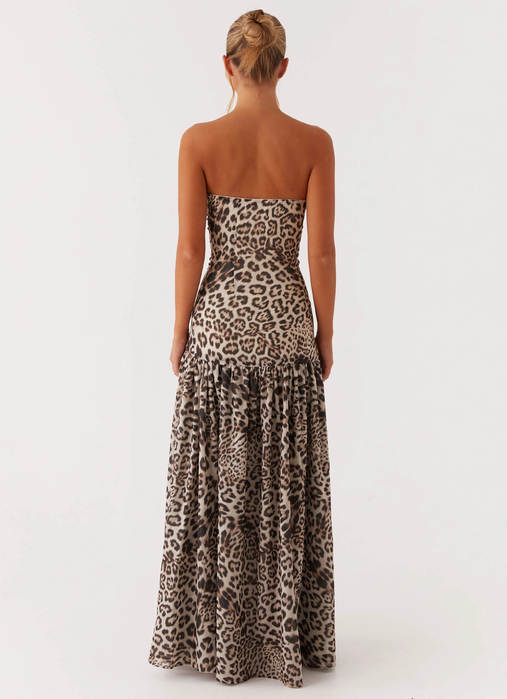 High-waist Versatile Piece Eden Strapless Maxi Dress - Leopard