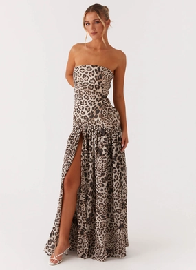 Soft Touch Eden Strapless Maxi Dress - Leopard