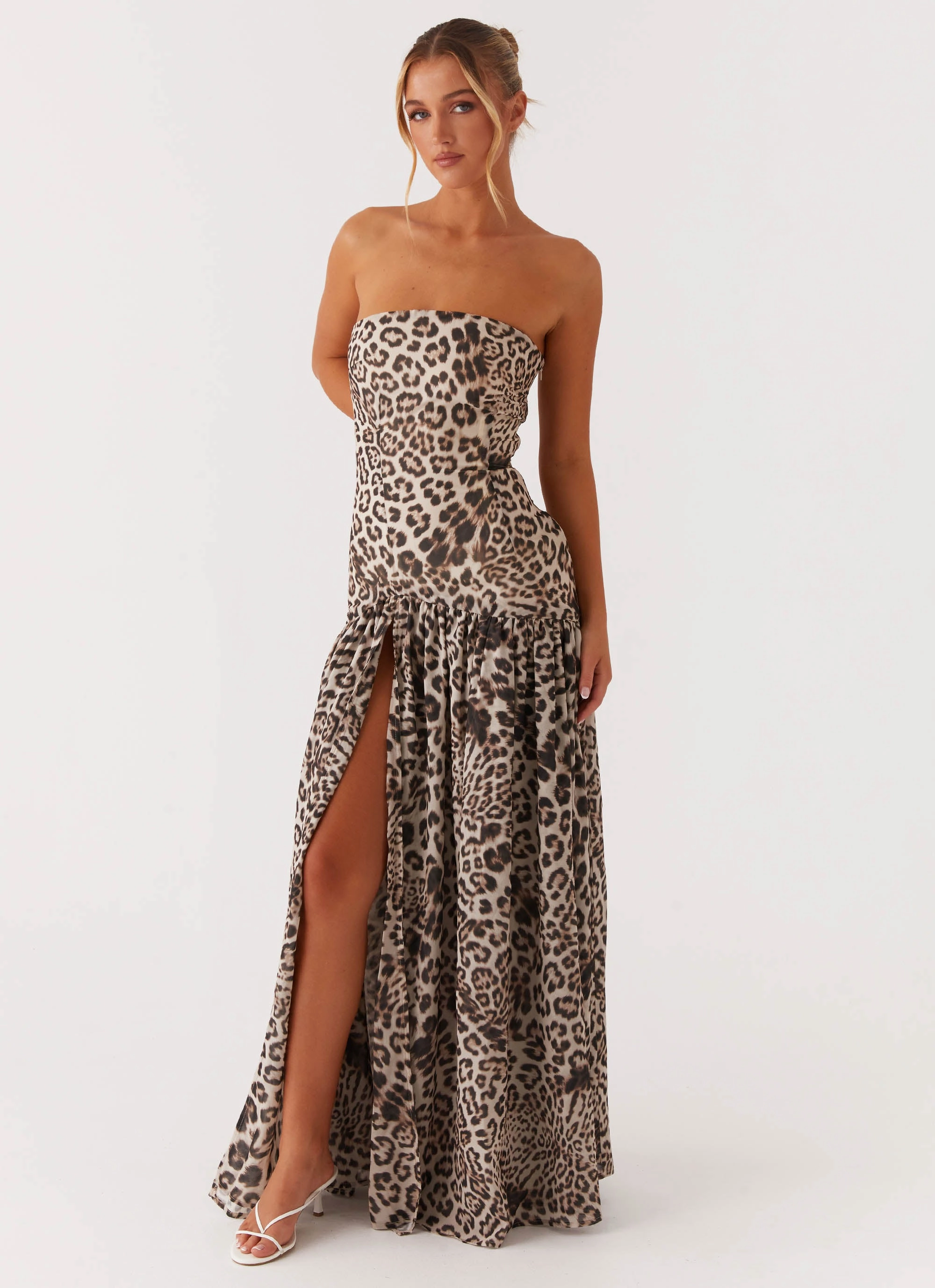 Soft Touch Eden Strapless Maxi Dress - Leopard