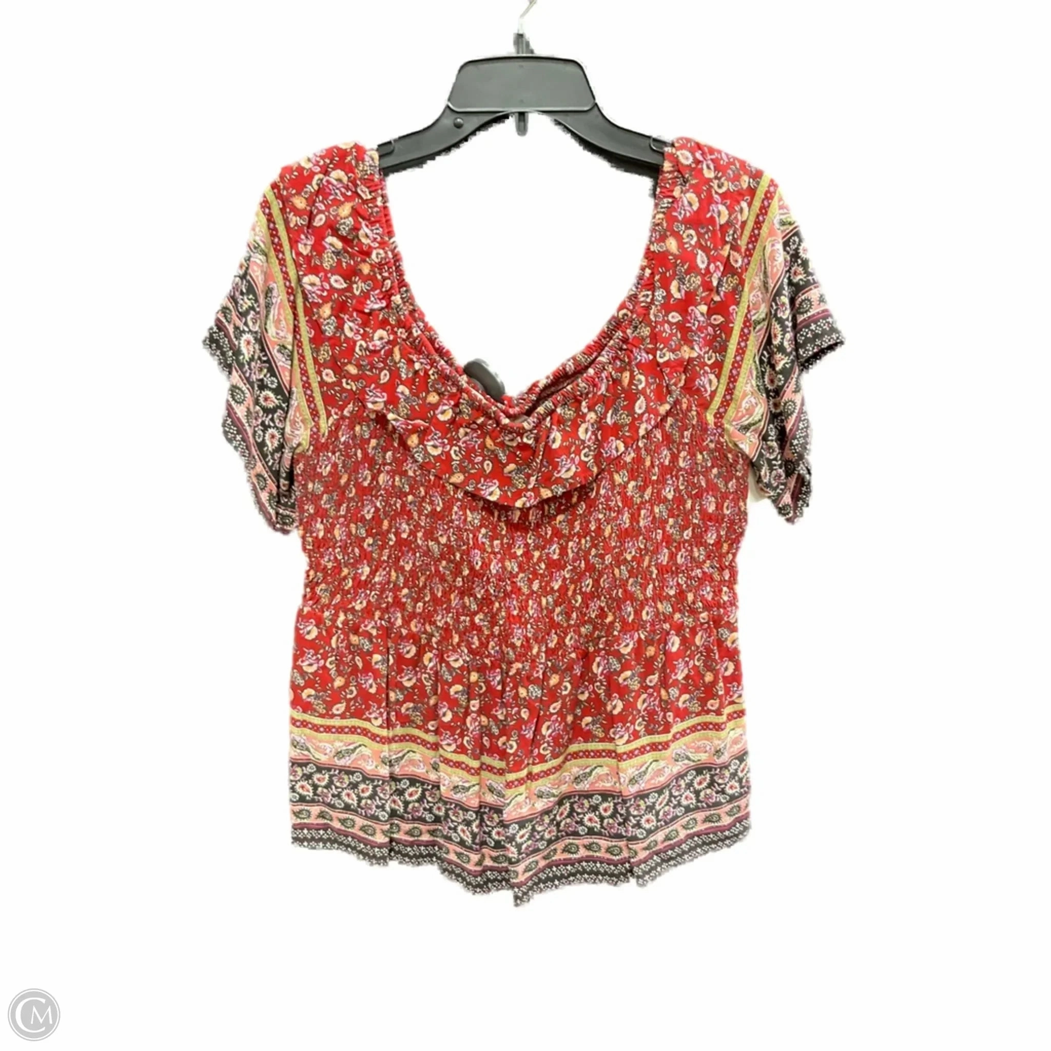 On-the-Go Fashion Top Short Sleeve By Maurices In Purple & Red, Size: 1x