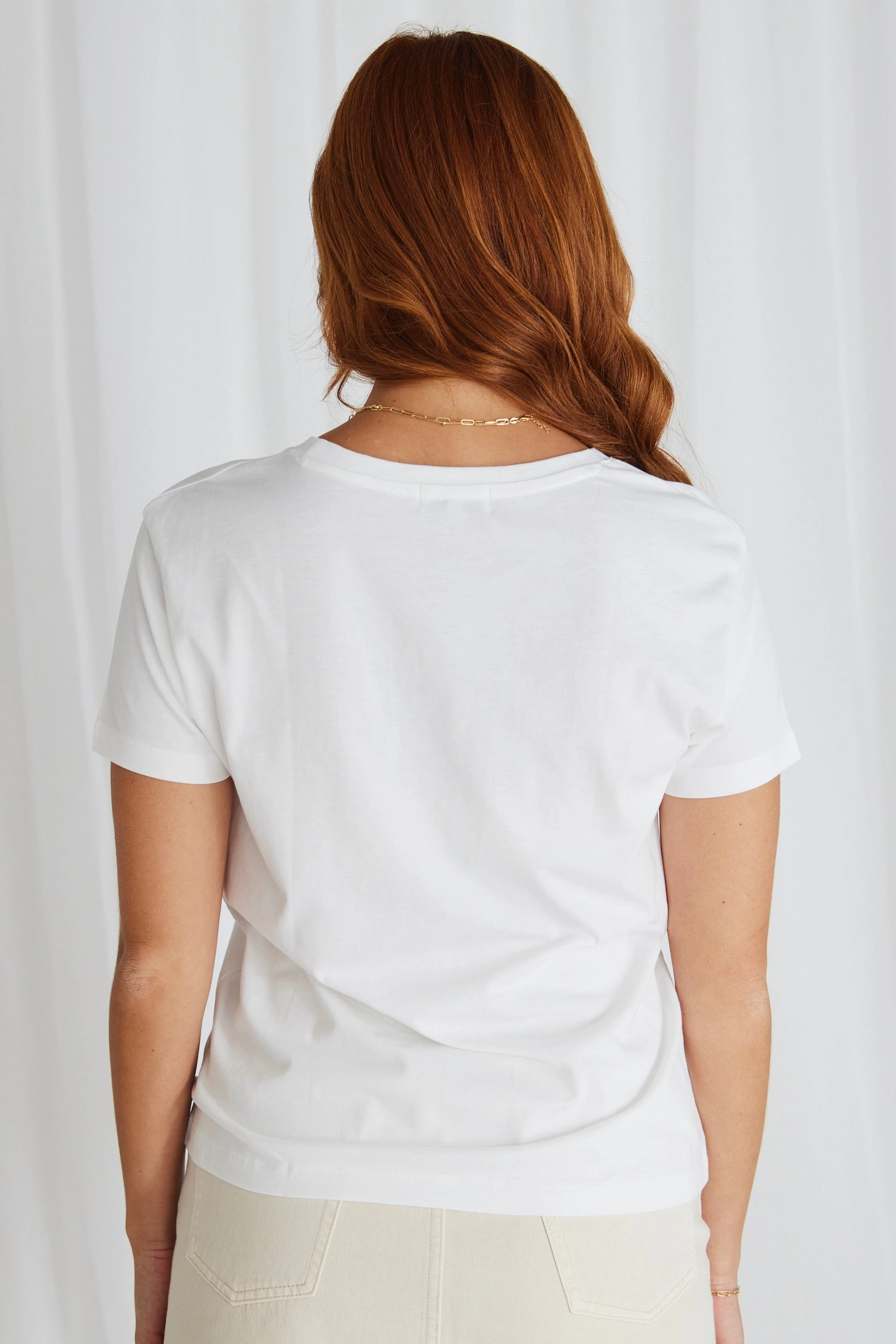 DoubleStitched Hem Anti Microbial Lining Chic White Classic Organic Tee