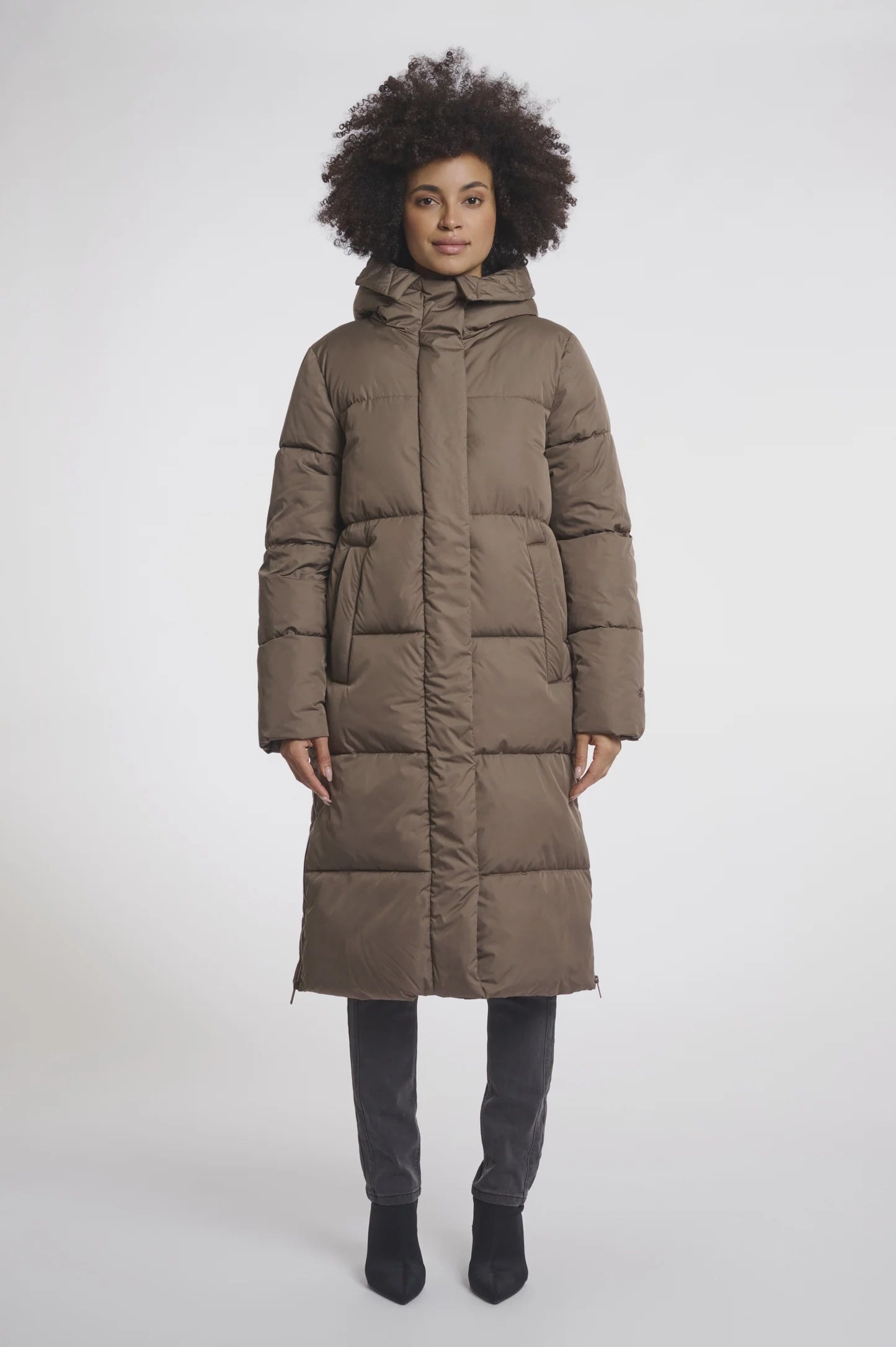 Rino & Pelle Tessa Padded Coat in Dark Toffee Down Stuffed Advanced Layering System