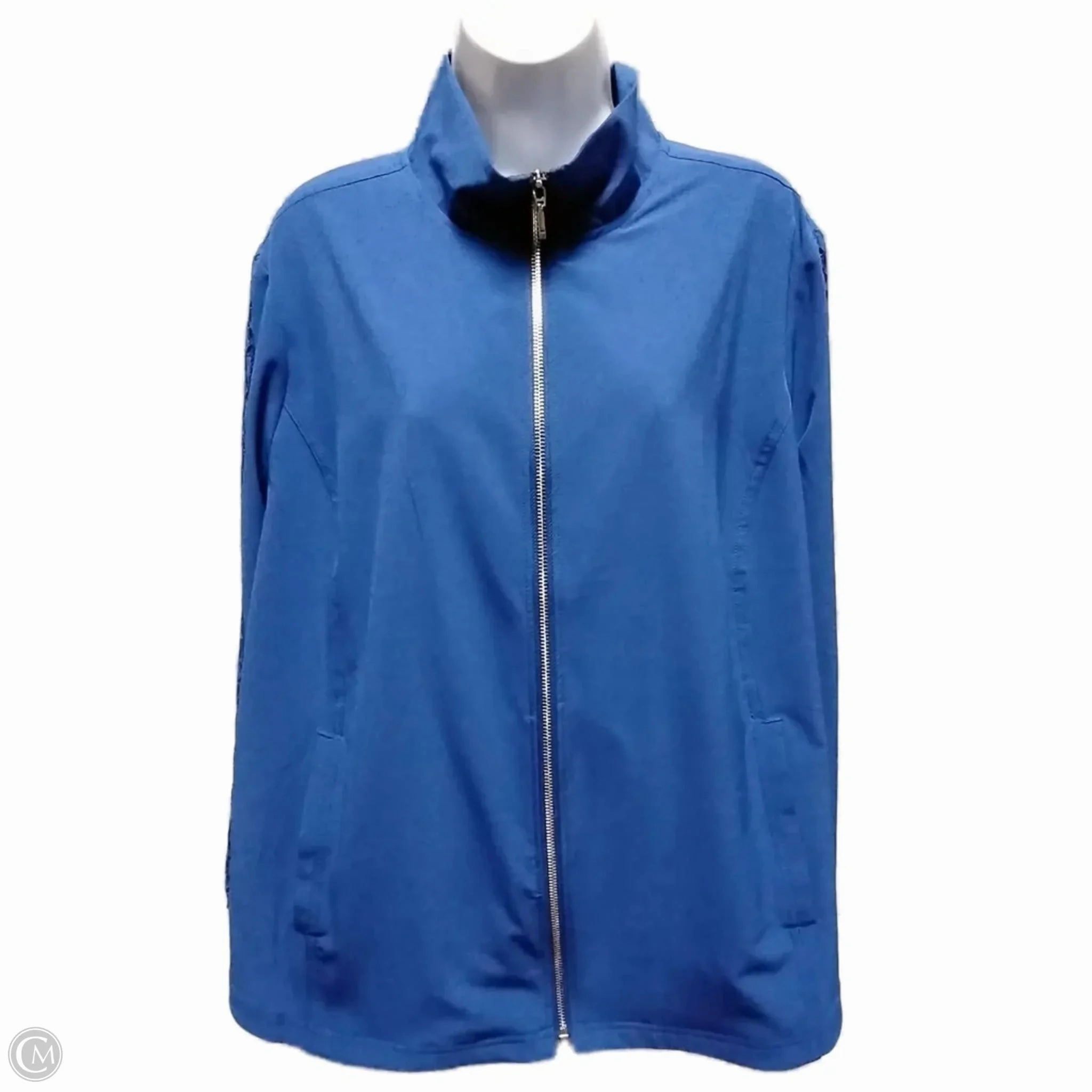 Jacket Windbreaker By Chicos In Blue, Size: 3 QuickAccess Pockets