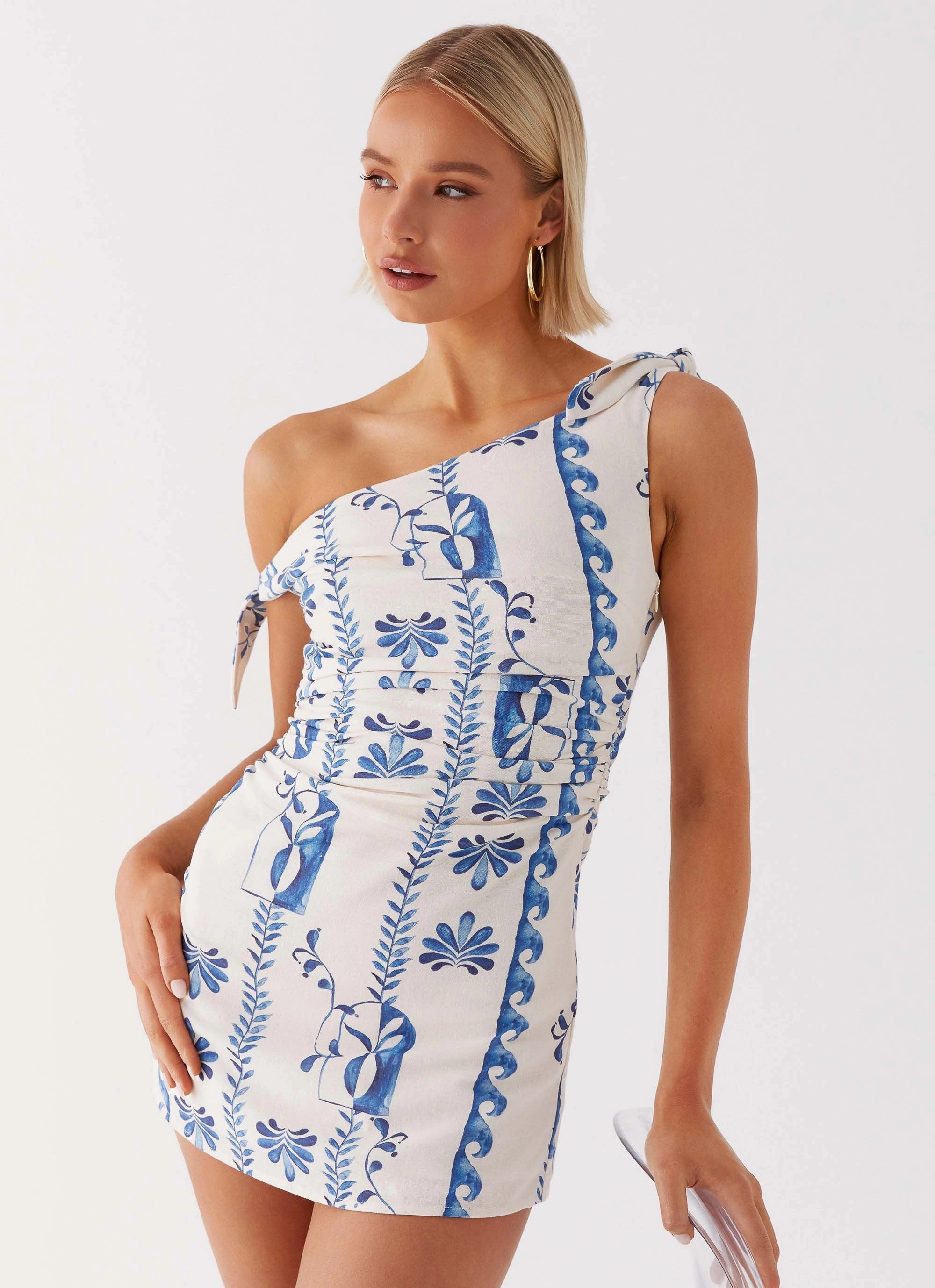 Amazonia Linen Mini Dress - Floral Wave Perfect Design Silky Layer