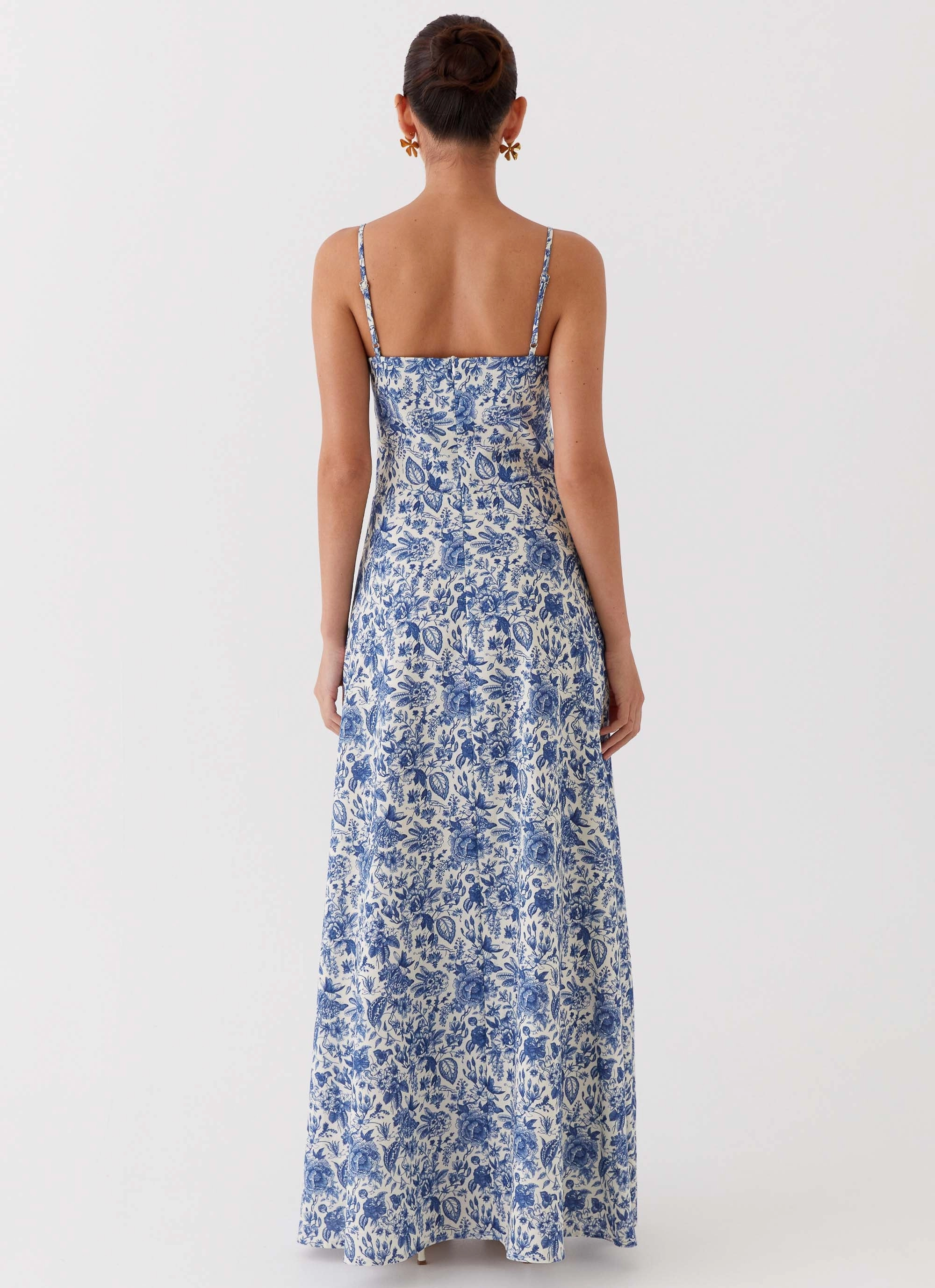 Angelina Linen Maxi Dress - Blue Paisley Power Soft Lightweight Feel