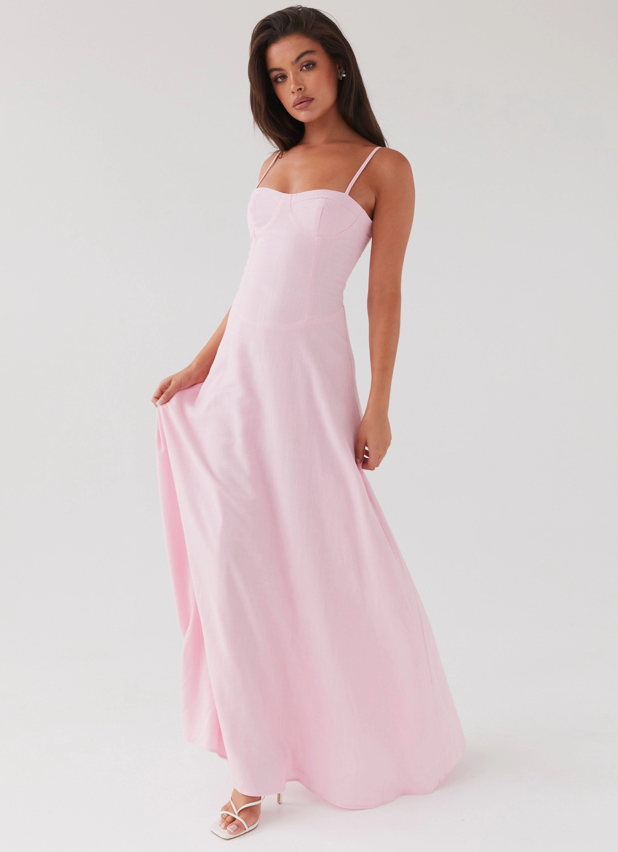 Angelina Linen Maxi Dress - Pink Petal Comfort Mode