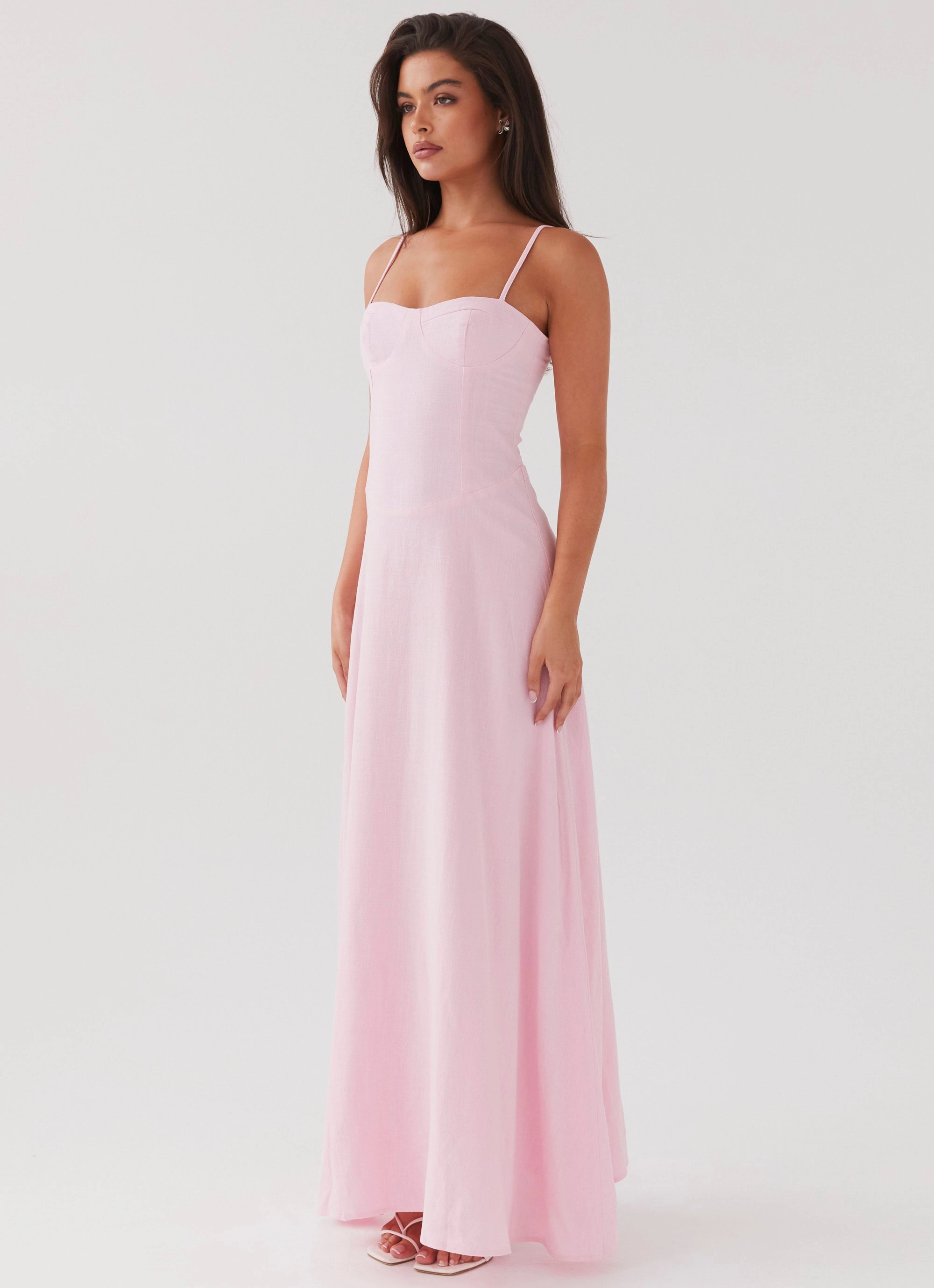 All Wear Angelina Linen Maxi Dress - Pink Petal