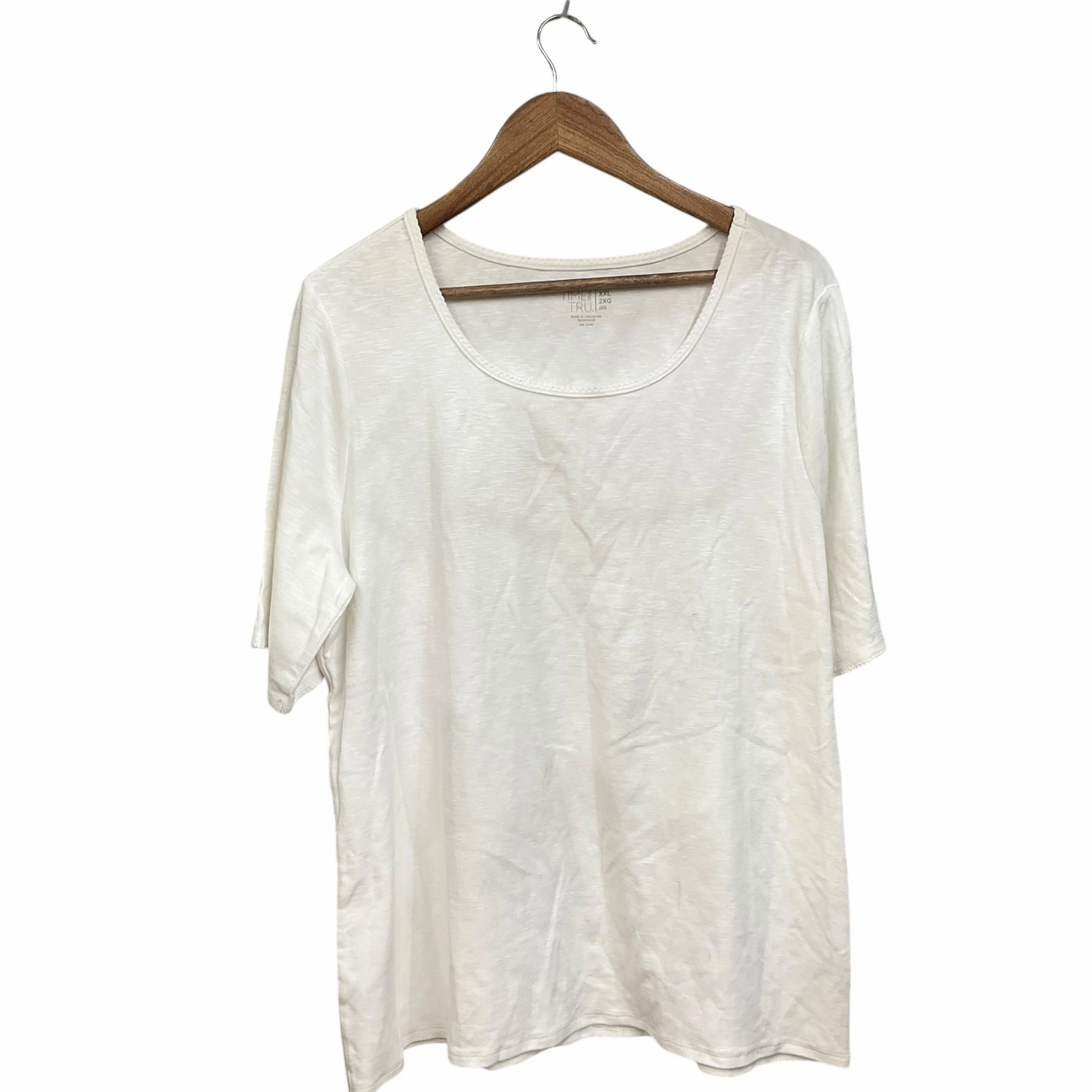 Button Down Top Short Sleeve By Time And Tru In White, Size: 2x