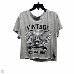 No Slip Shoulder Design Self Fabric Tape Top Short Sleeve By Clothes Mentor In Black & Grey, Size: 2x