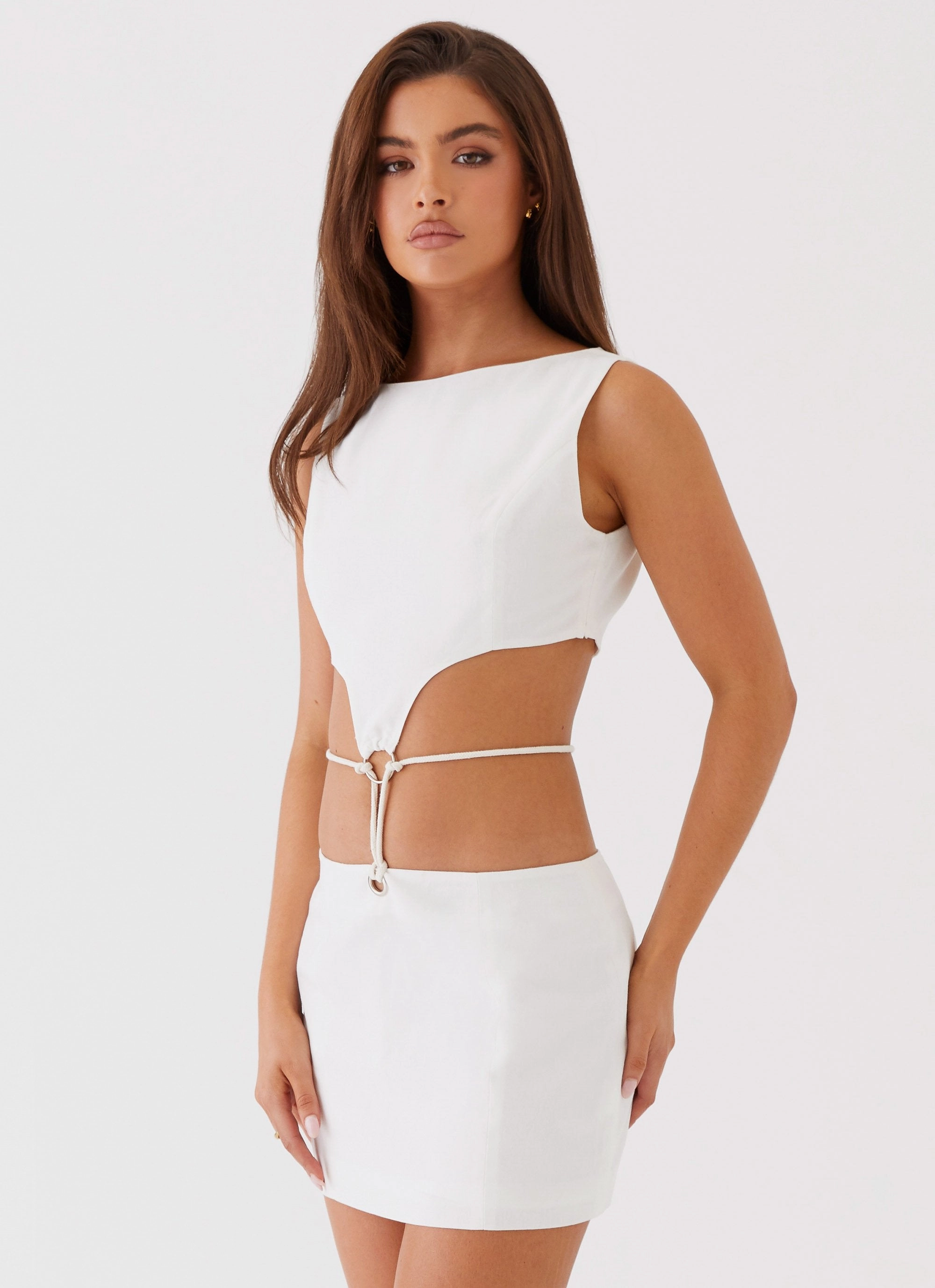 Joyful Look Ryann Cut Out Mini Dress - White