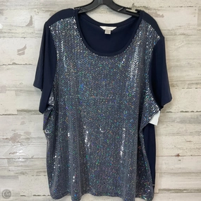 Comfy Vibe MultiPly Fabric Top Short Sleeve By Cj Banks In Blue, Size: 3x