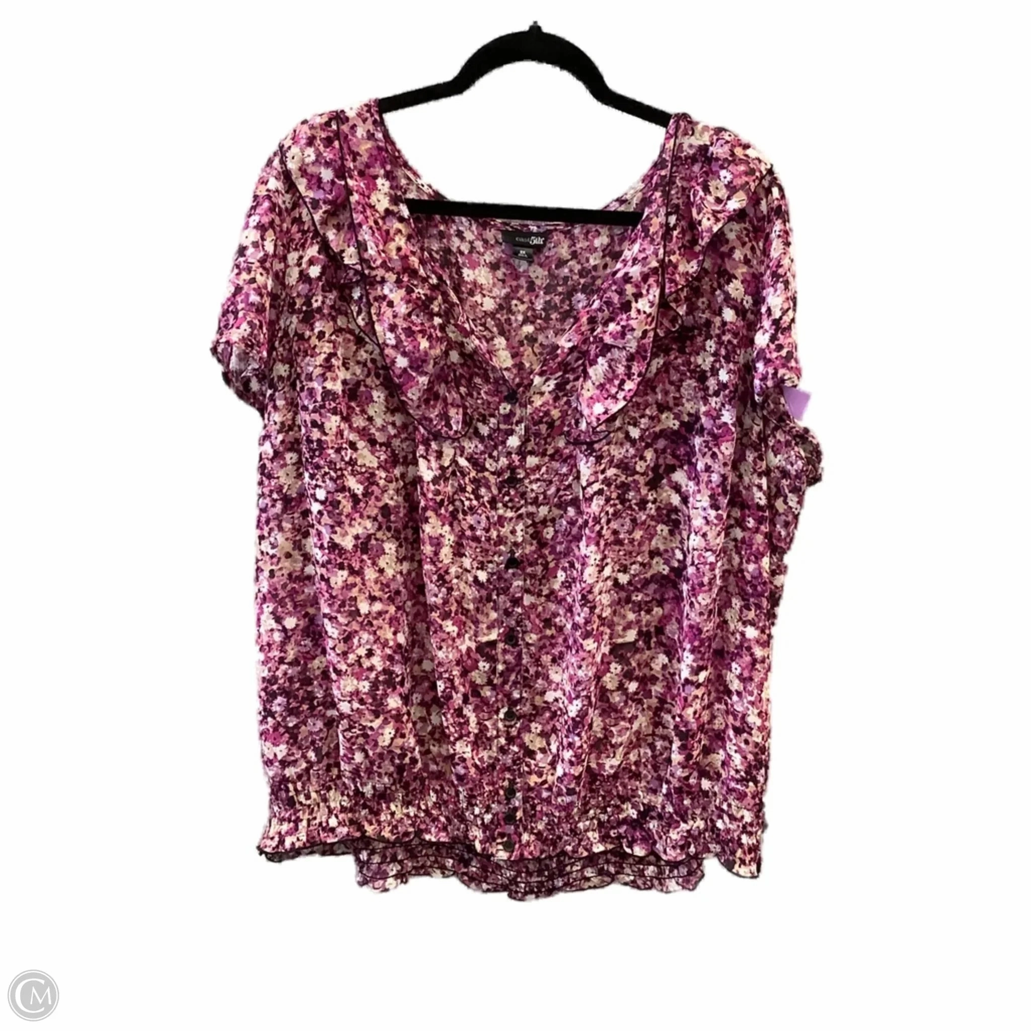 Easy-to-Style Top Stylish Everyday Wear Top Short Sleeve By East 5th In Floral Print, Size: 2x