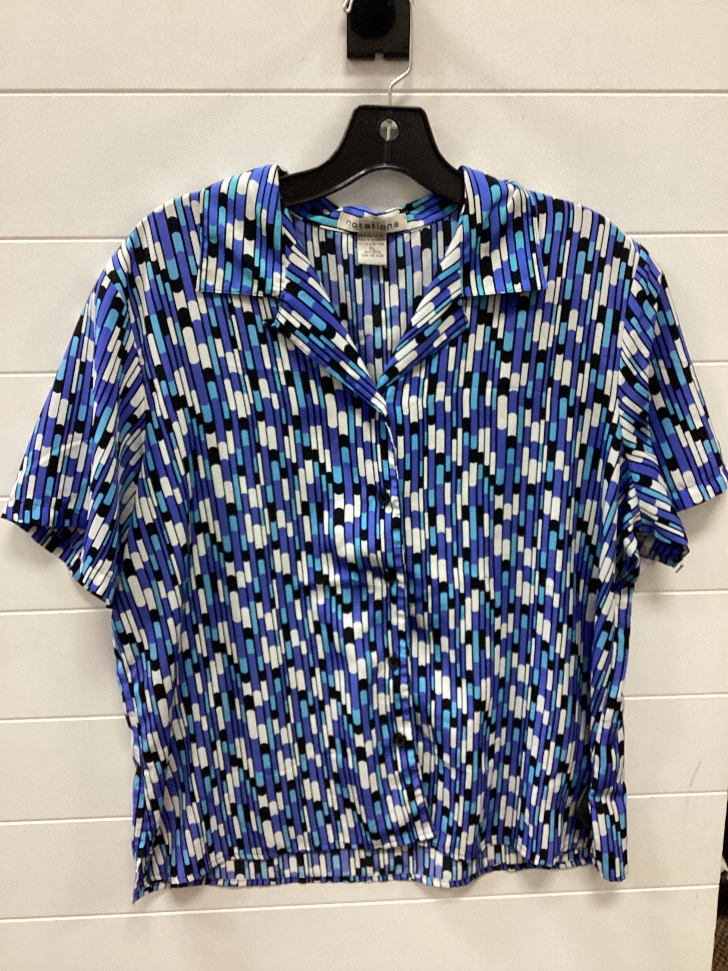 Non Restrictive Fit Relaxed Vibe Top Ss By Notations In Blue & Purple, Size:Xl