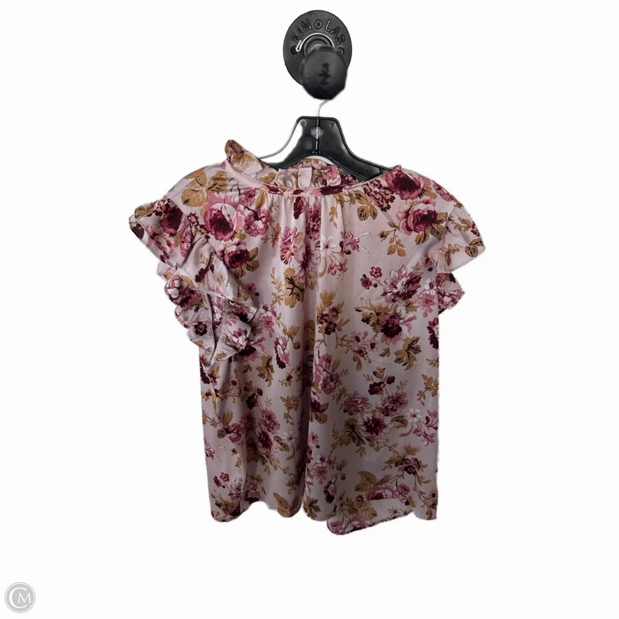 Anti Bacterial Treatment V neck style Top Short Sleeve By Express In Pink, Size: Xl