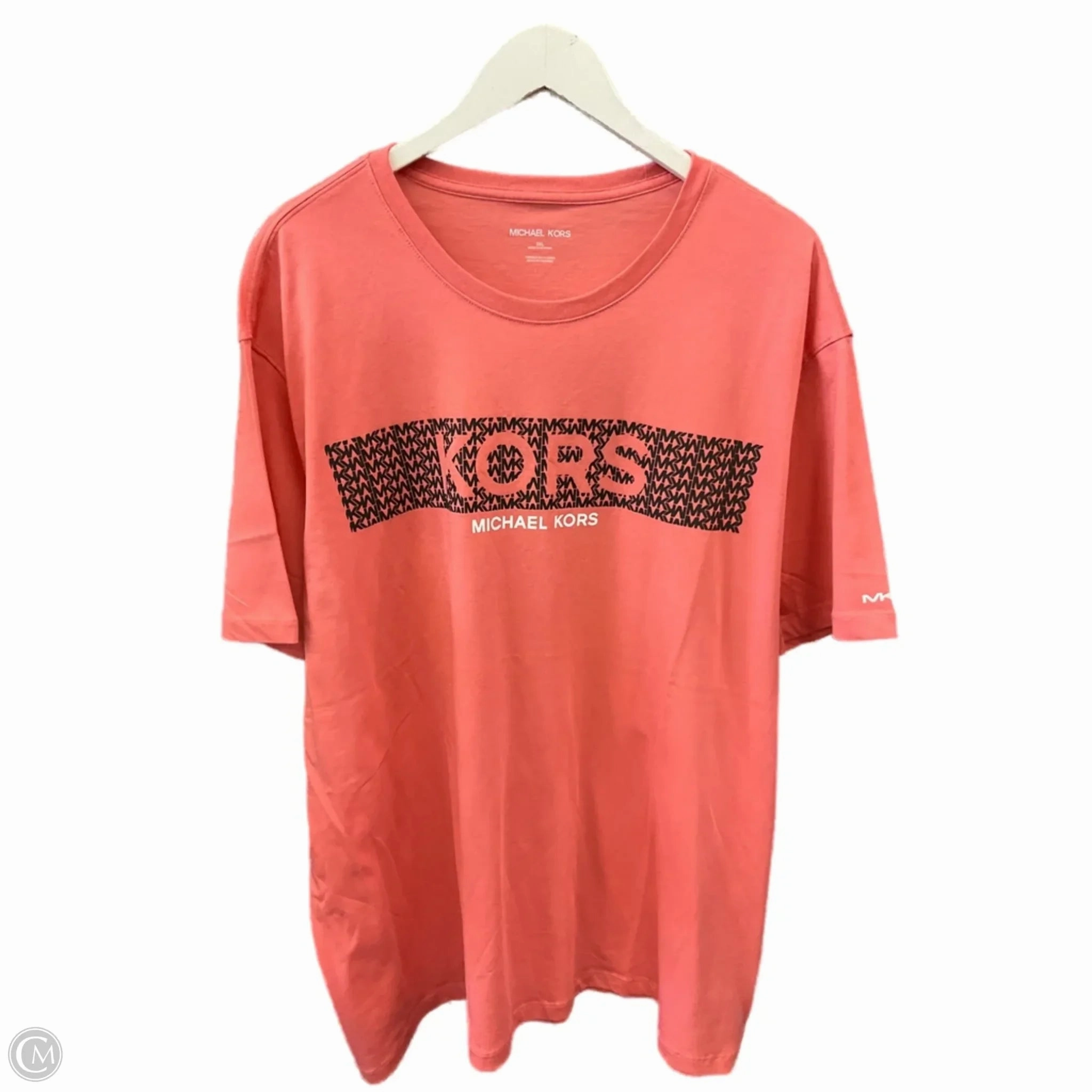 Casual Style Wear Layered Hem Detail Top Short Sleeve By Michael By Michael Kors In Peach, Size: 3x