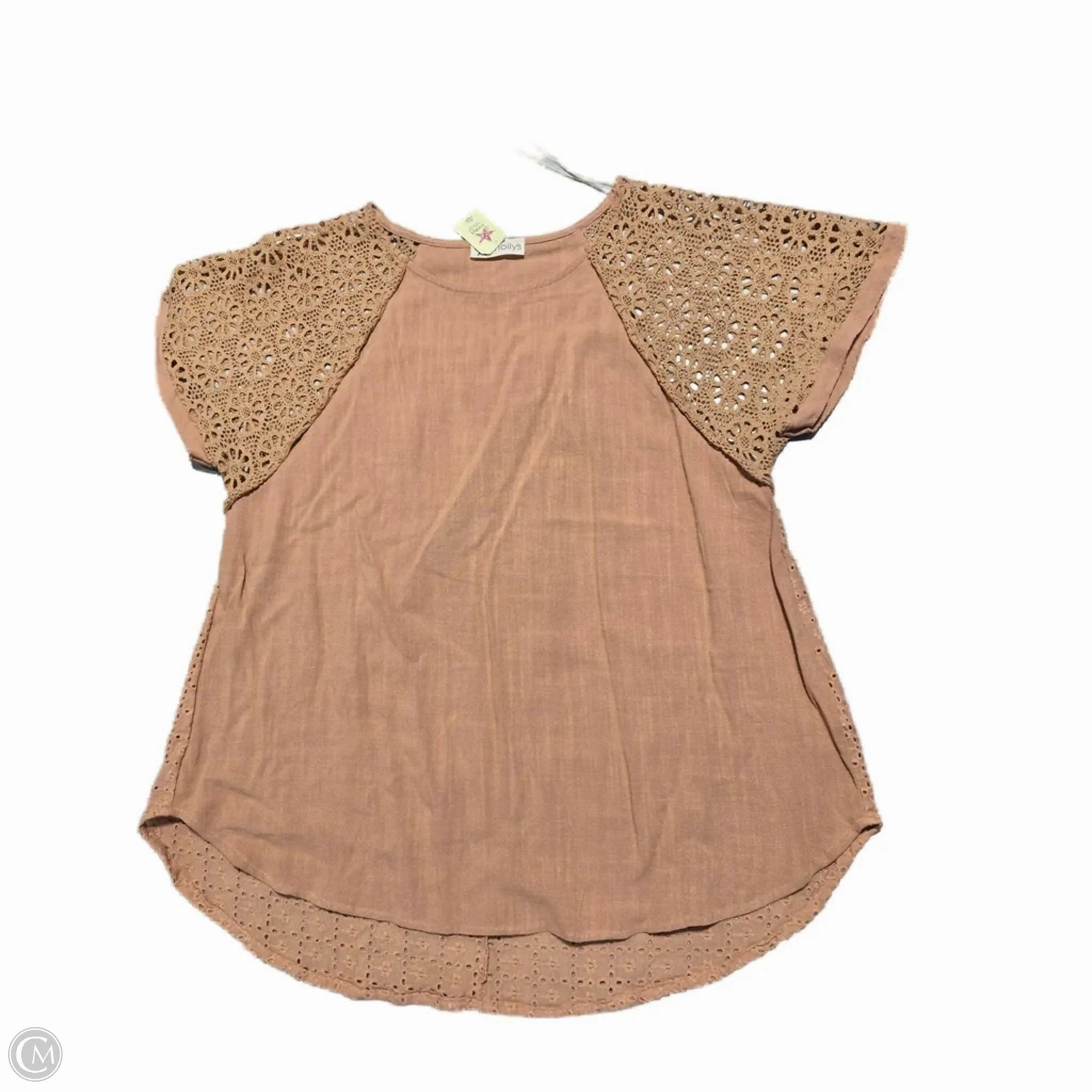 Top Short Sleeve By Cmc In Brown, Size: 2x Recycled Polyester Blend comfortable option