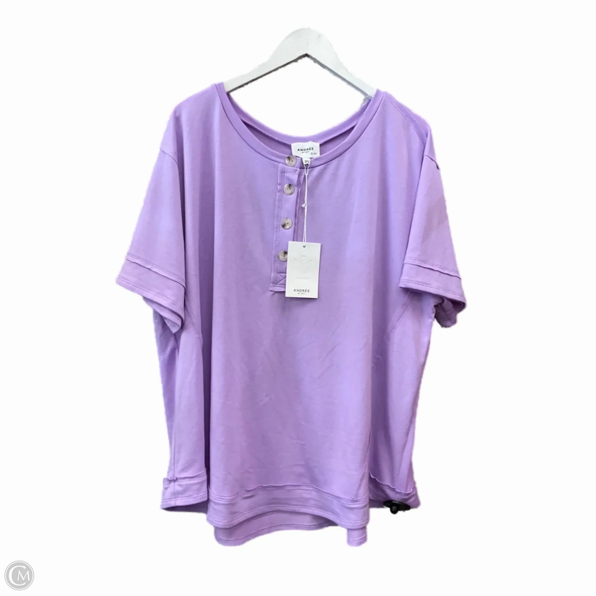 Layered Sleeve Construction Stylish and Cozy Top Short Sleeve By Andree By Unit In Purple, Size: 1x