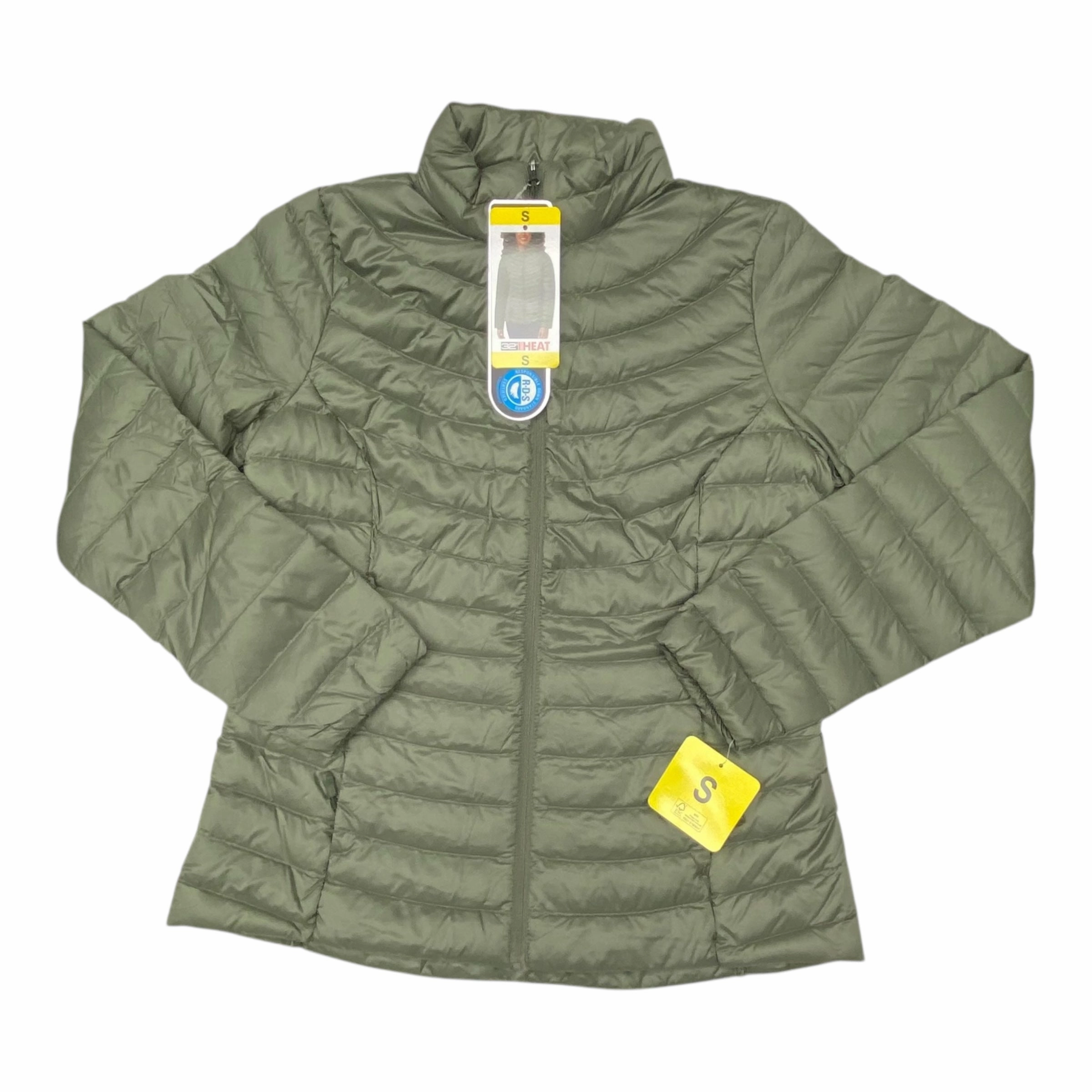 Jacket Puffer & Quilted By 32 Degrees In Green, Size:S Compact Storage SnapFastenings