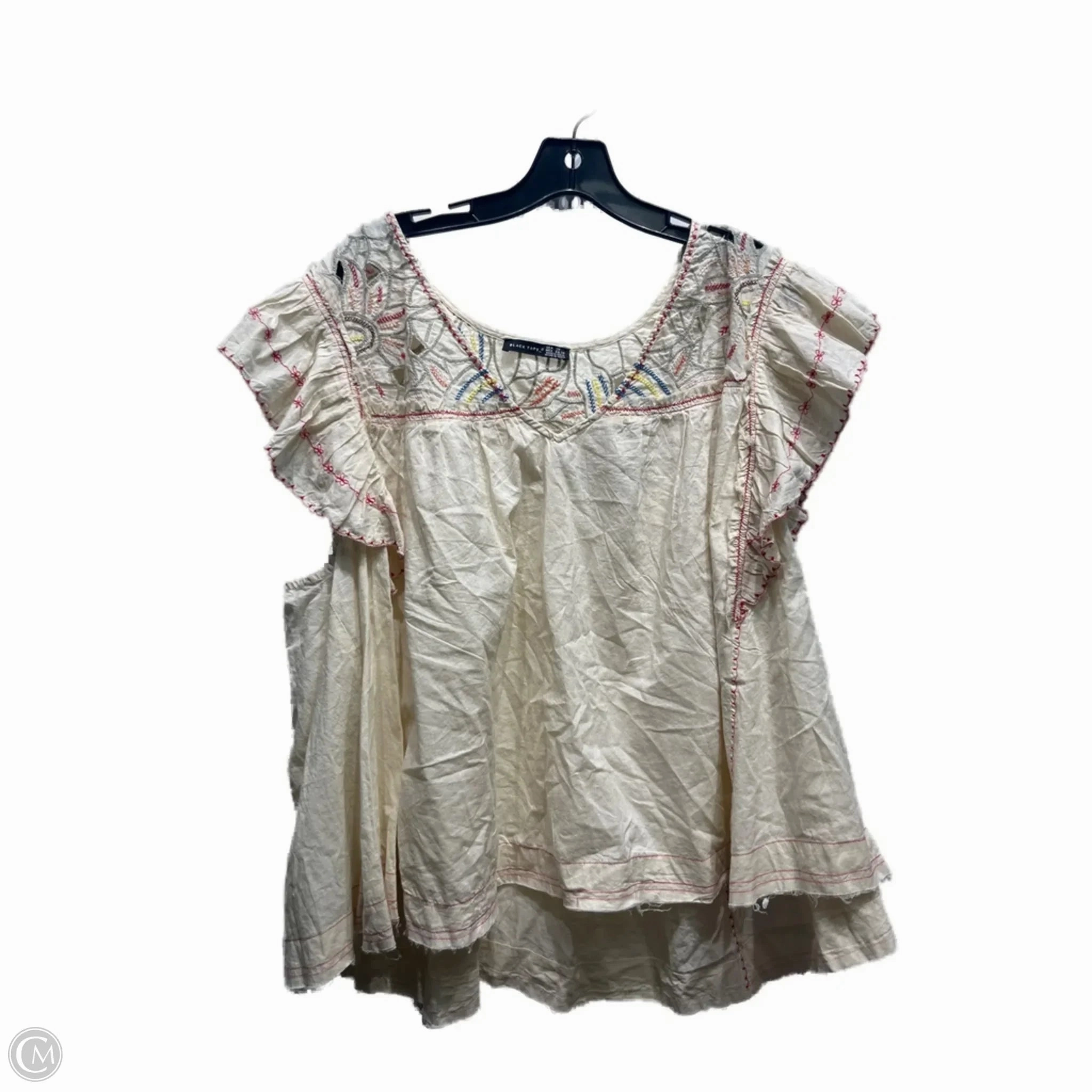 Top Short Sleeve By Black Tape In Cream & Red, Size: 3x QuickDry