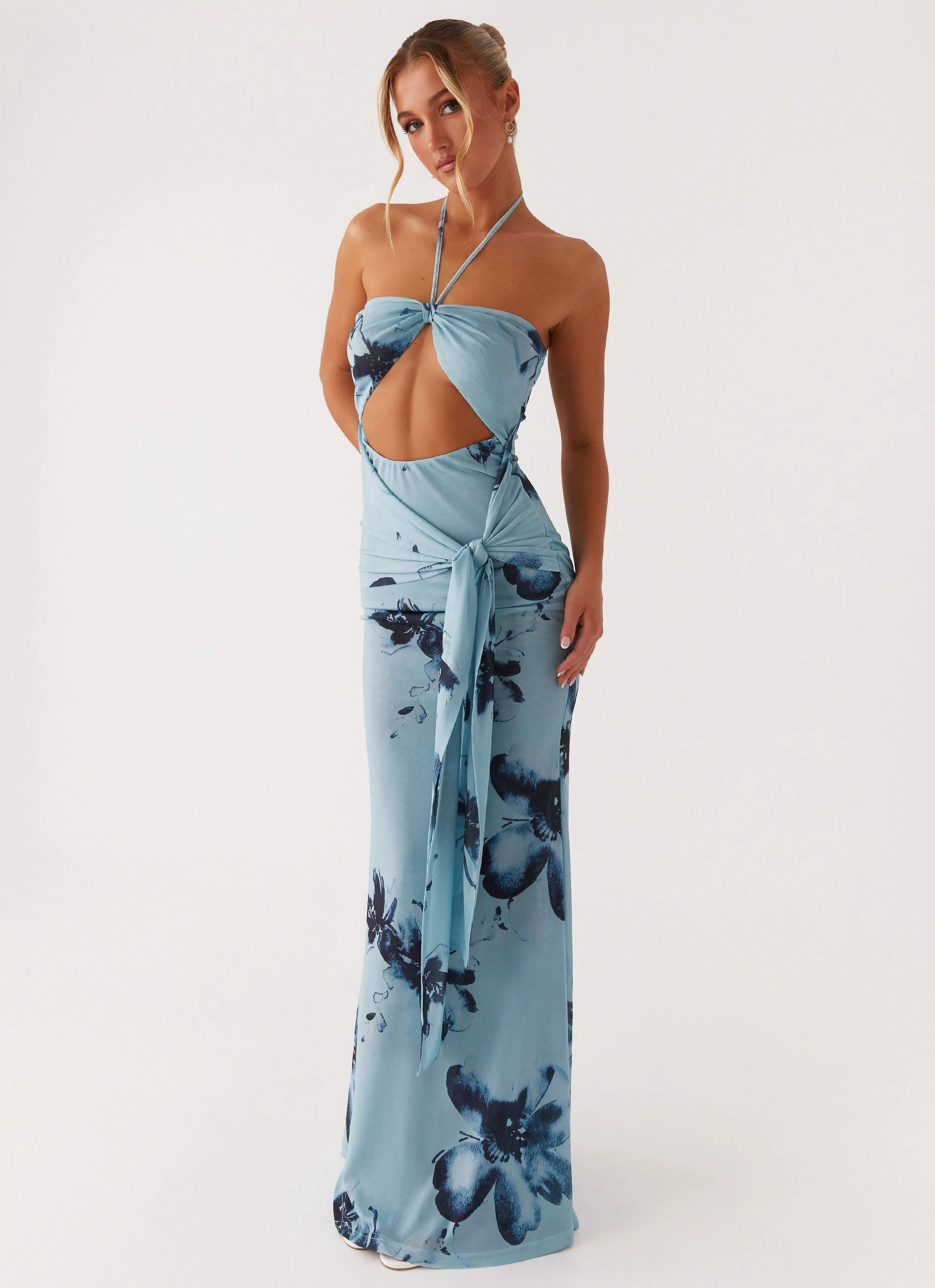 Antonia Maxi Dress - Black Blue Floral Calm Fit