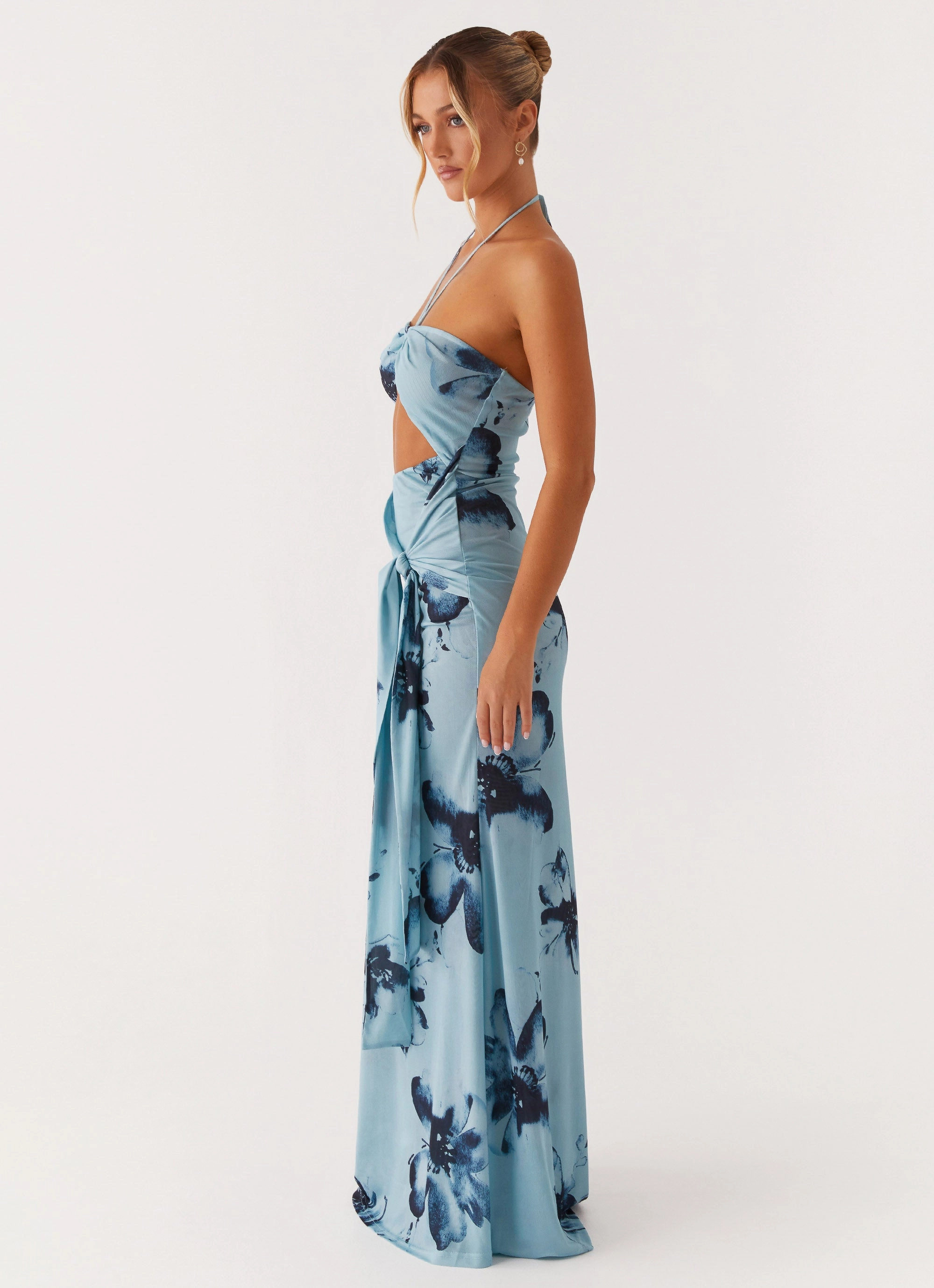 Antonia Maxi Dress - Black Blue Floral Fall Fashion Chill Piece