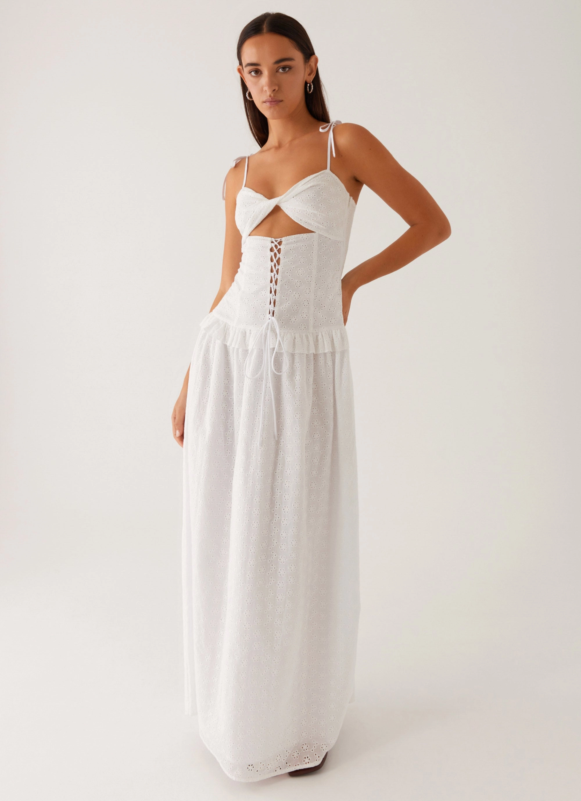 Adjustable-Straps ComfortFitDesign Reveria Twist Maxi Dress - Ivory