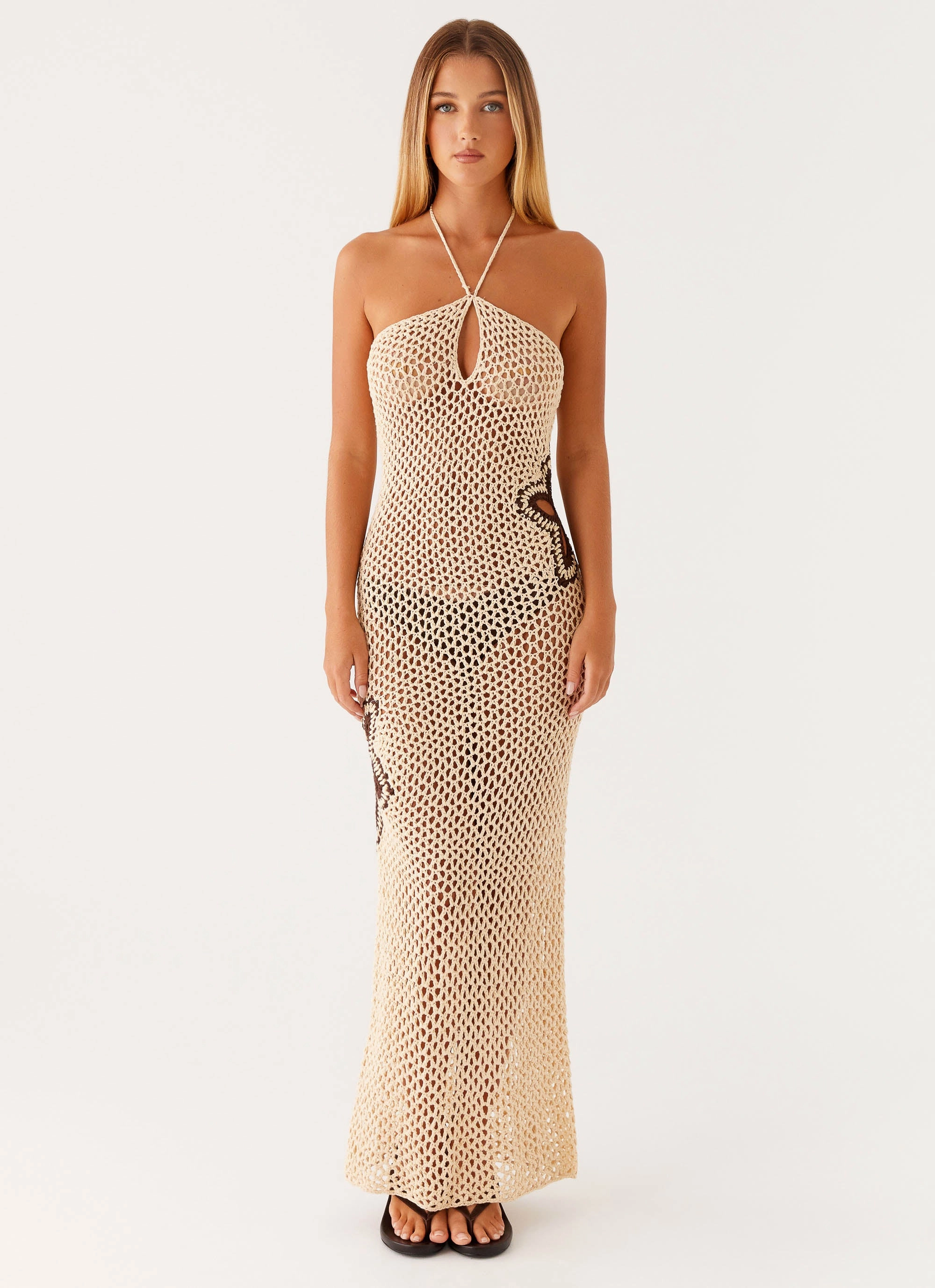 Holiday Wear Aster Crochet Maxi Dress - Pastel Yellow