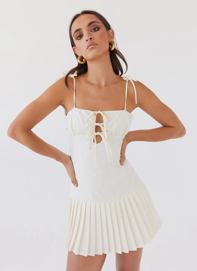 Love Seeker Corset Mini Dress - Ivory Work Fit Feminine Structure