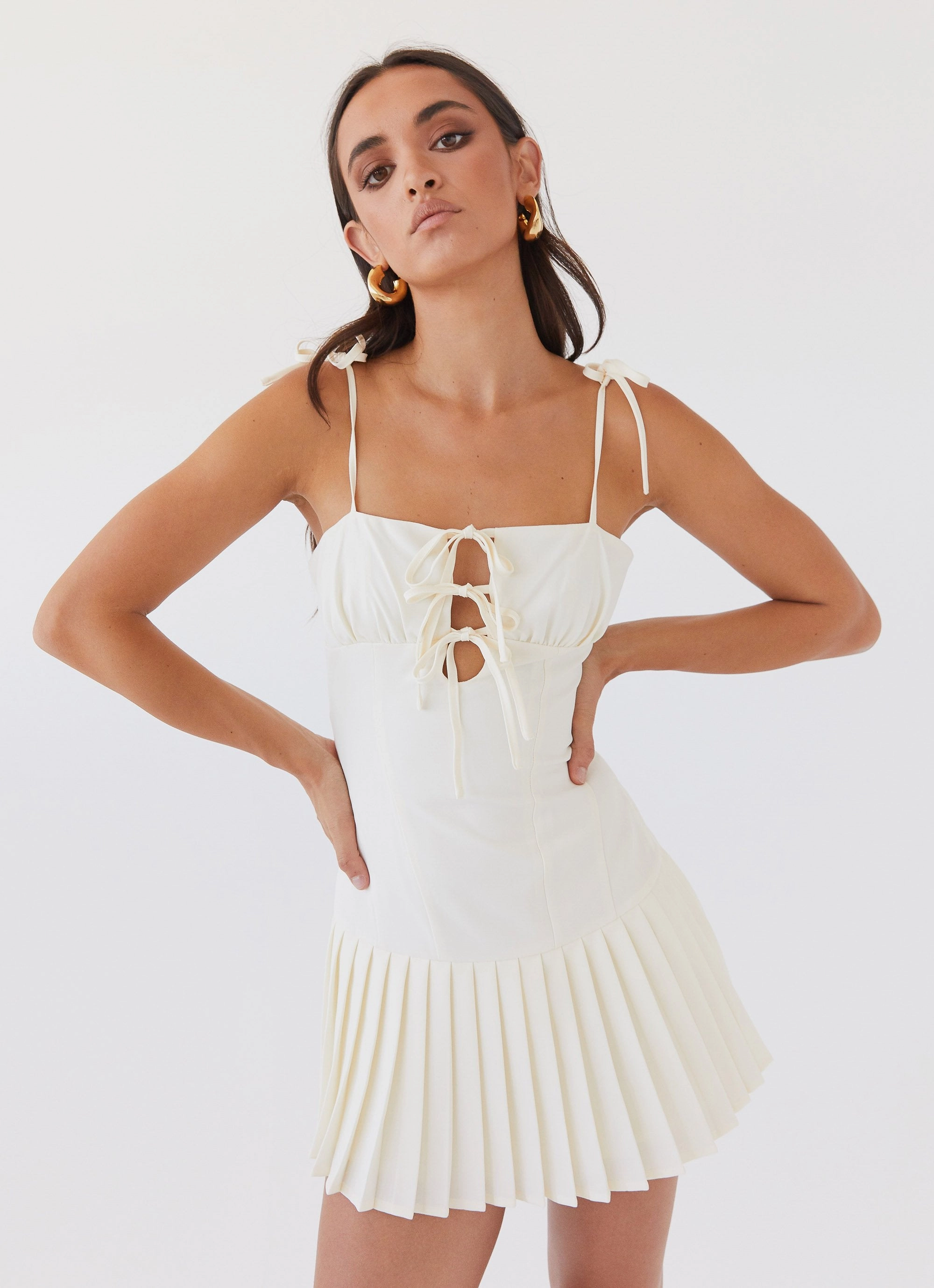 Love Seeker Corset Mini Dress - Ivory Work Fit Feminine Structure
