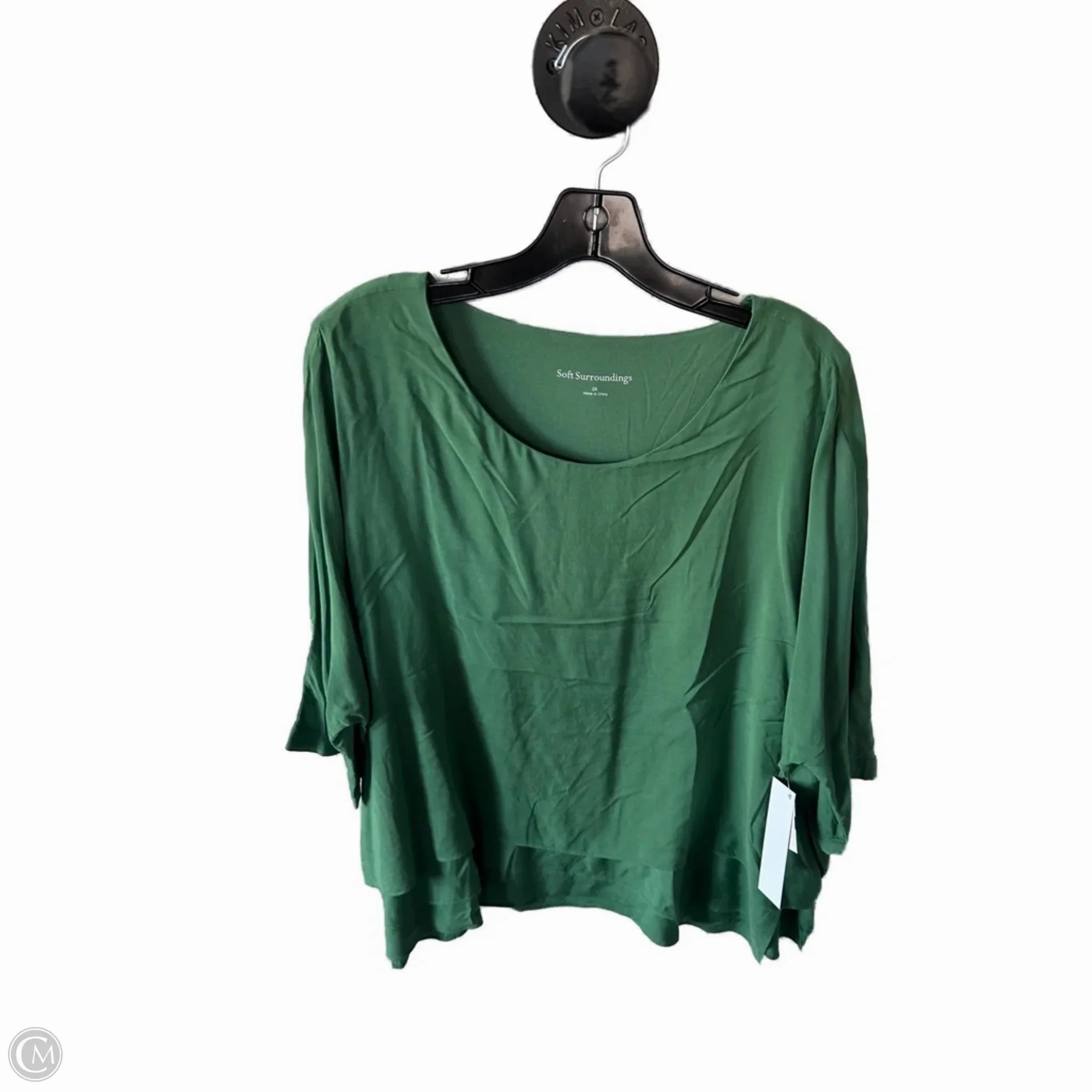 Light Stretch Top Short Sleeve By Soft Surroundings In Green, Size: 2x