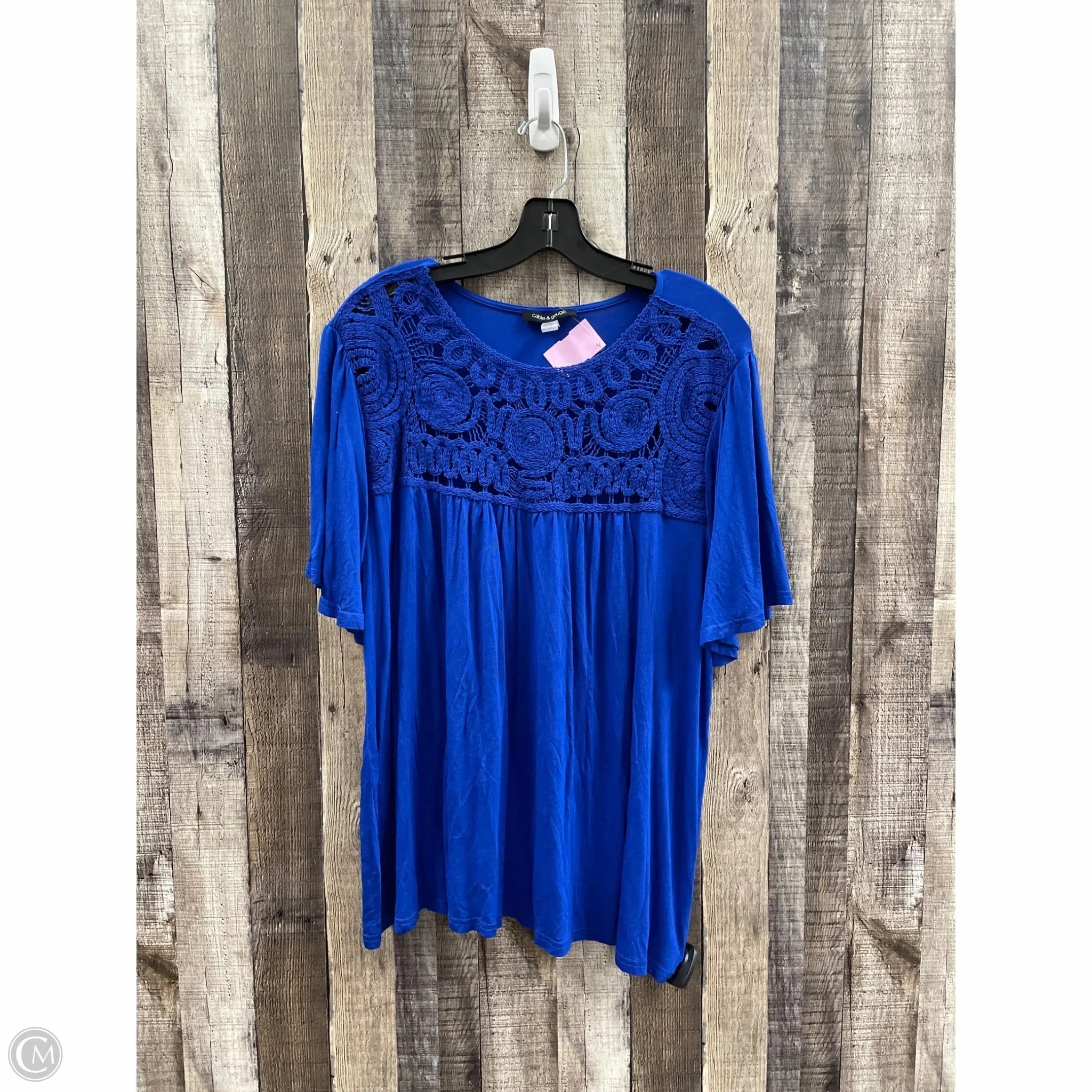 Top Short Sleeve By Cable And Gauge In Blue, Size: 2x Soft Material Minimalist Aesthetic